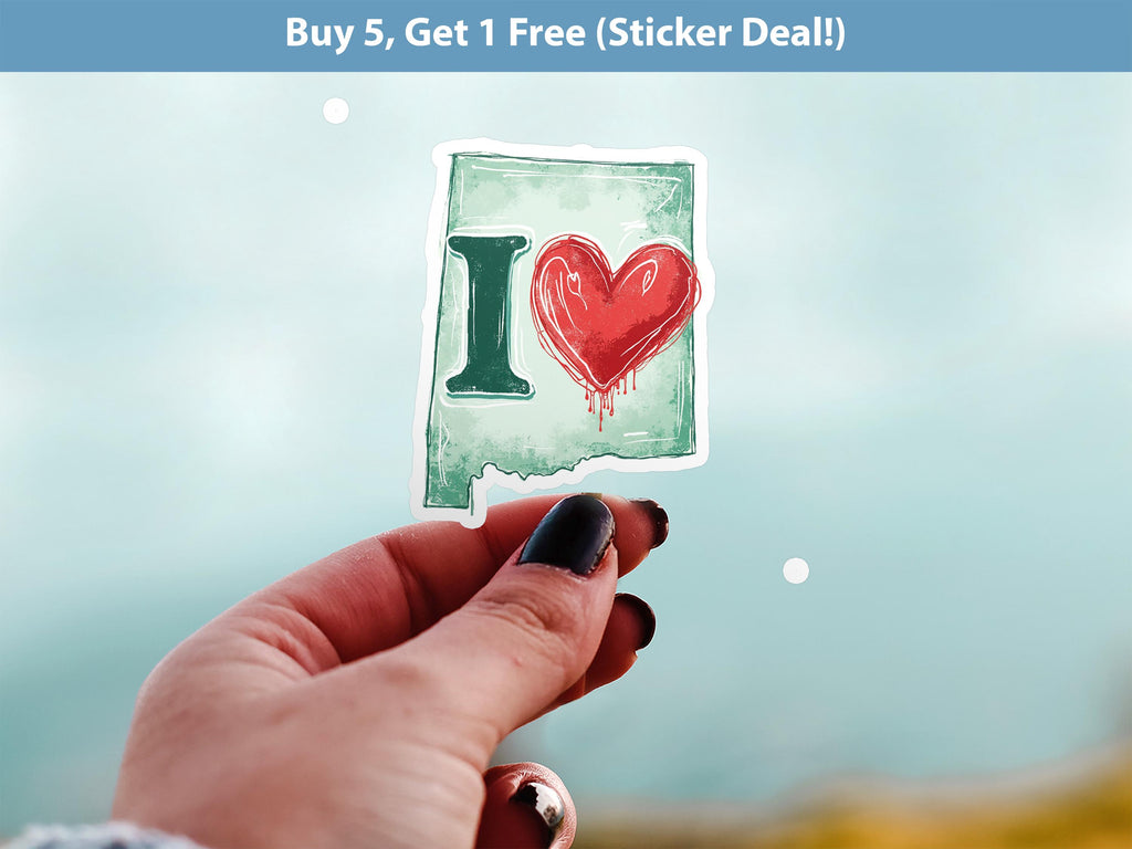 I love New Mexico Sticker, Vintage US States Vinyl Decal, Waterproof Decal, Retro Travel Collection