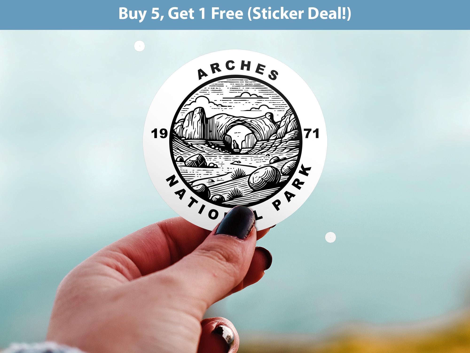 Arches National Park Sticker, Kiss-Cut Vinyl, Waterproof USA Decal Badge Collection