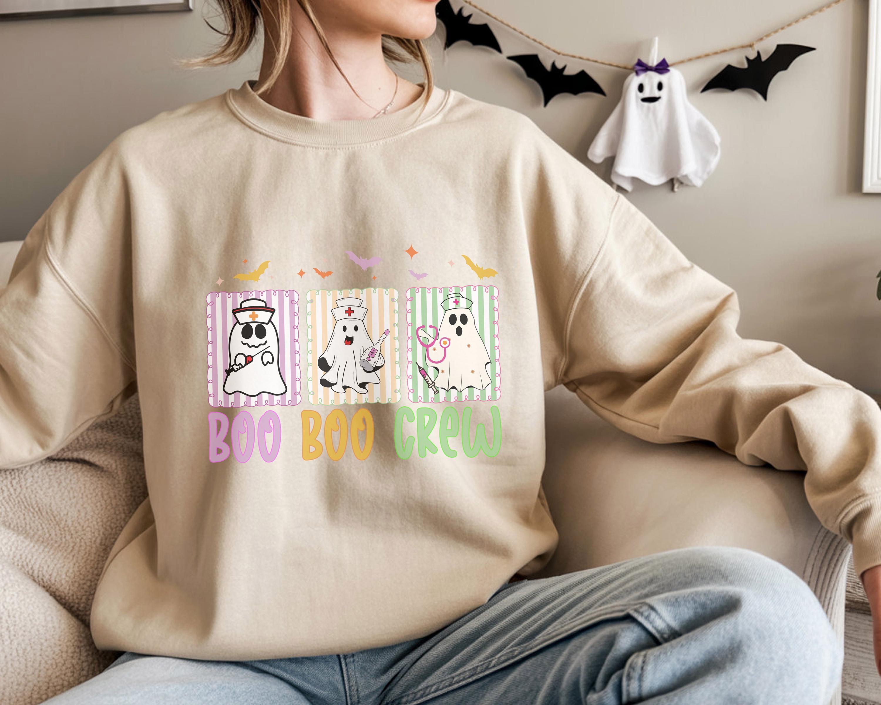 Boo Boo Crew Nurse Halloween Sweatshirt, Halloween Gift for Nurse Sweater, Nurse Spooky health care worker RN, Nurse Halloween Boo Boo Crew