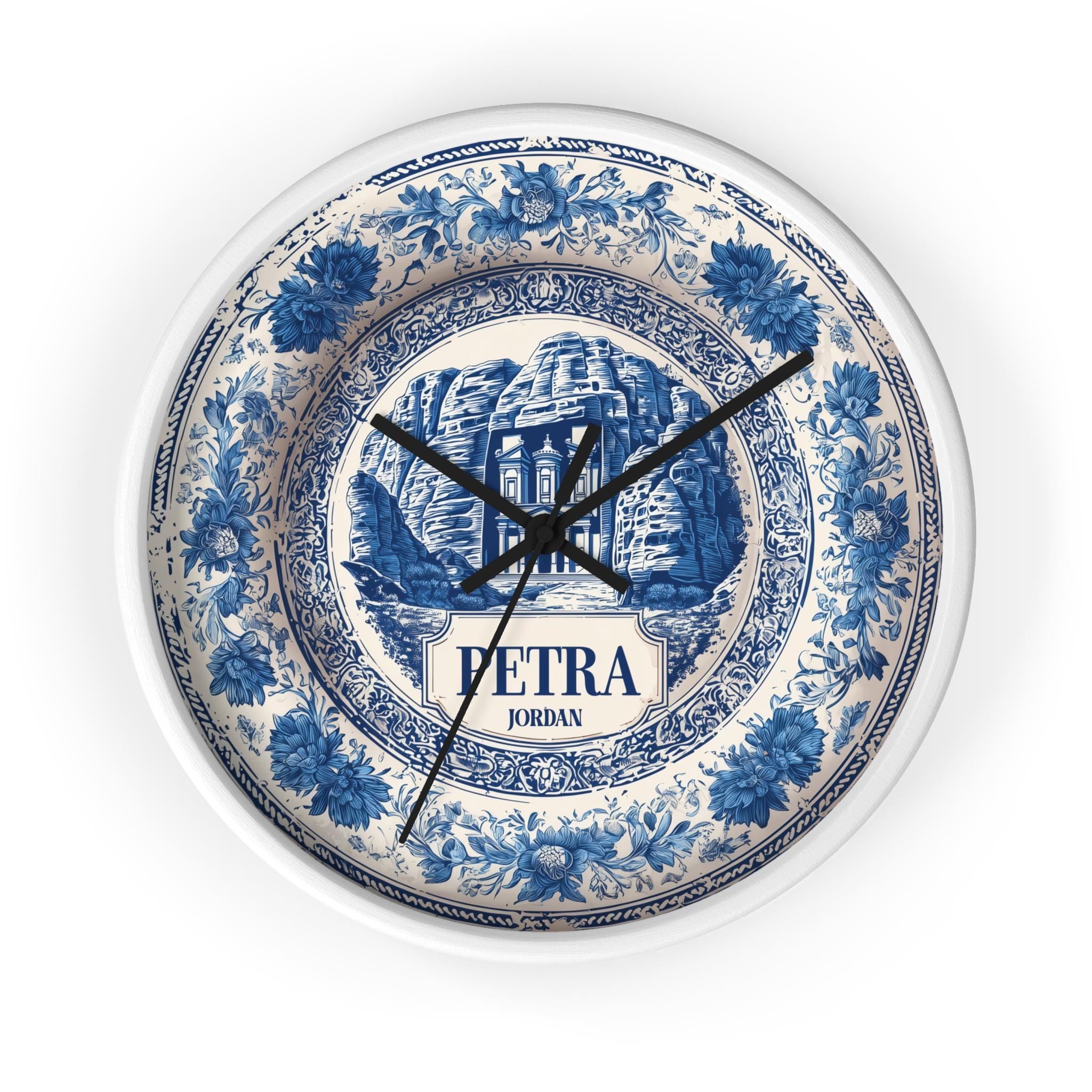 Petra Jordan Wall Clock, Delf style Home Decor, Vintage City Travel Keepsake Art