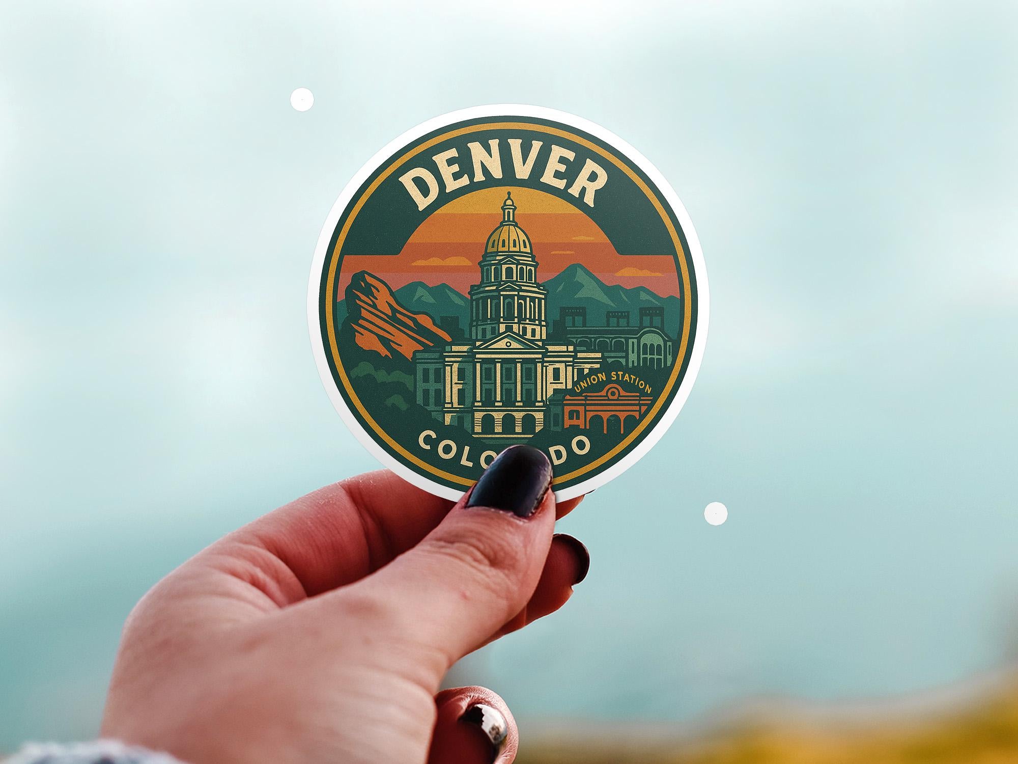 Denver Colorado US Kiss-Cut Vinyl, Waterproof Decal, Retro Travel Lover Collection