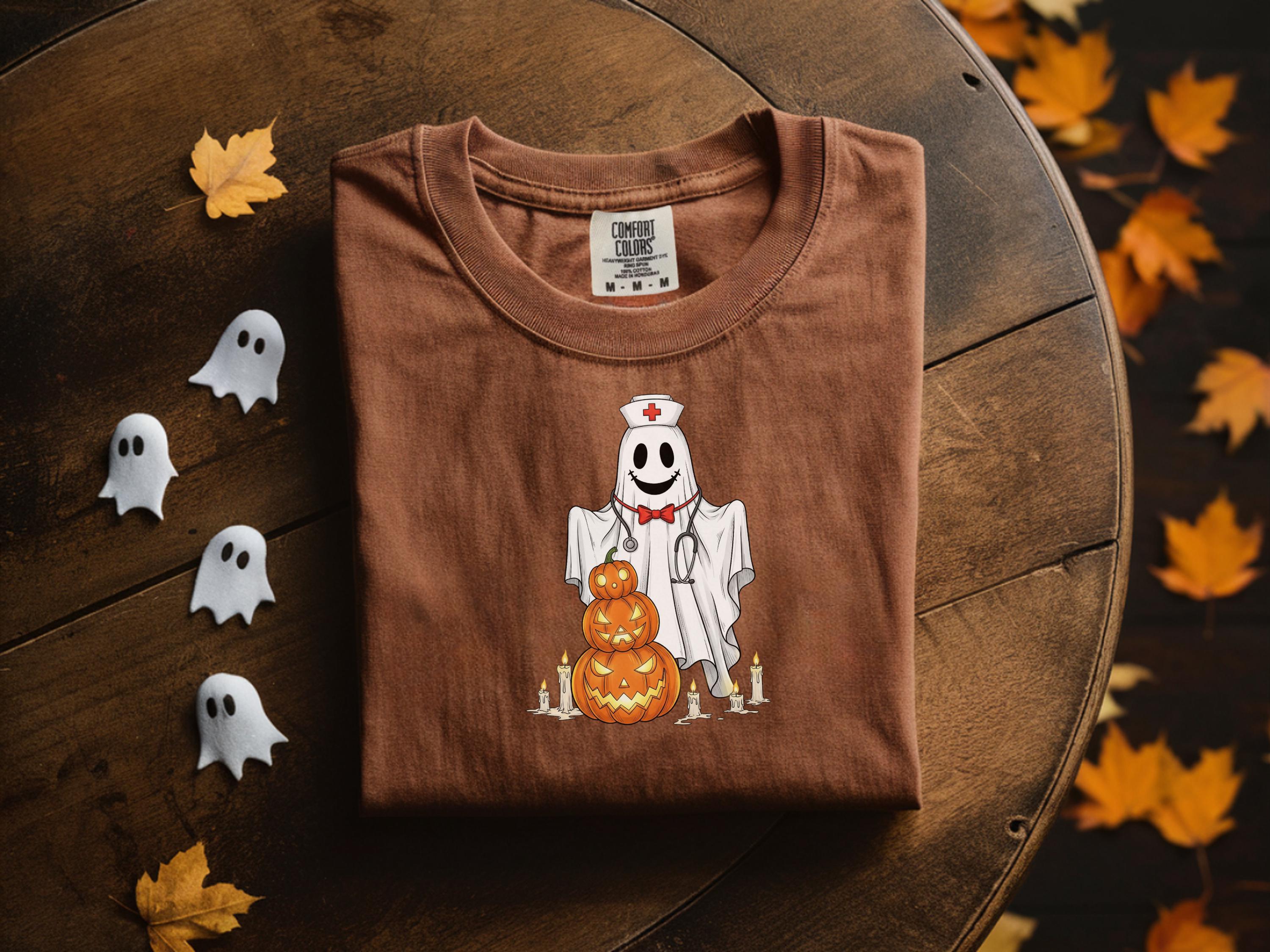 Vintage Ghost & Pumpkin Nurse Halloween Shirt, Spooky season Sweatshirt gift for Nurse and RN