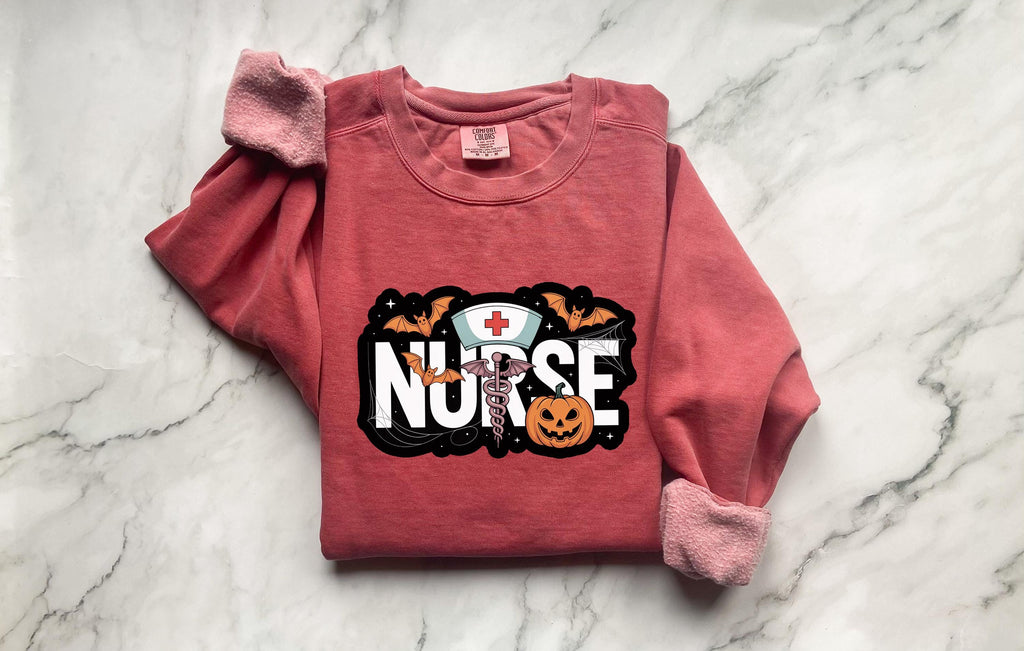 Halloween Nurse Sweatshirt, Spooky RN Fall Top Cozy Autumn Pullover, Cute Retro Gift for Nurse