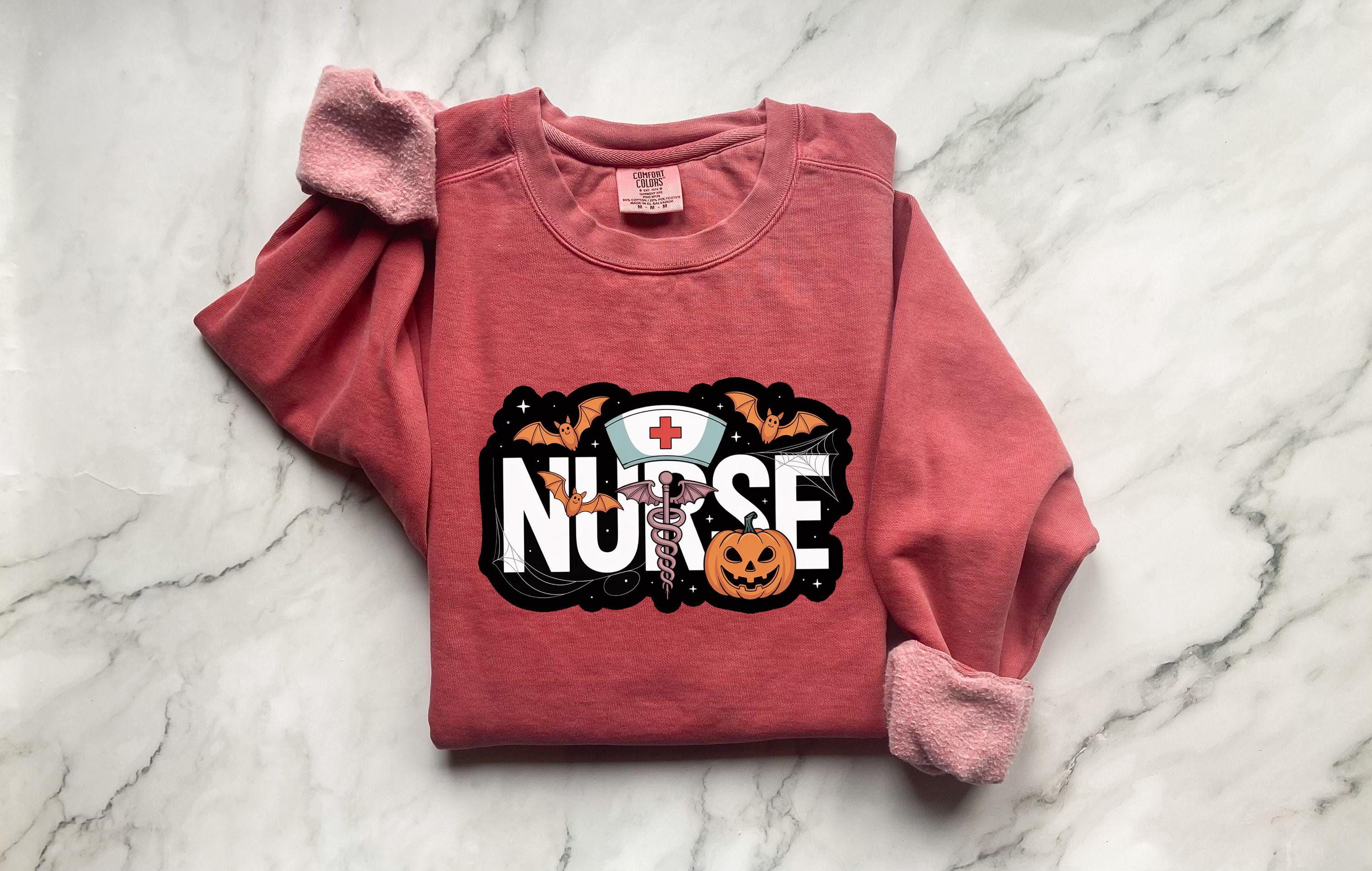 Halloween Nurse Sweatshirt, Spooky RN Fall Top Cozy Autumn Pullover, Cute Retro Gift for Nurse