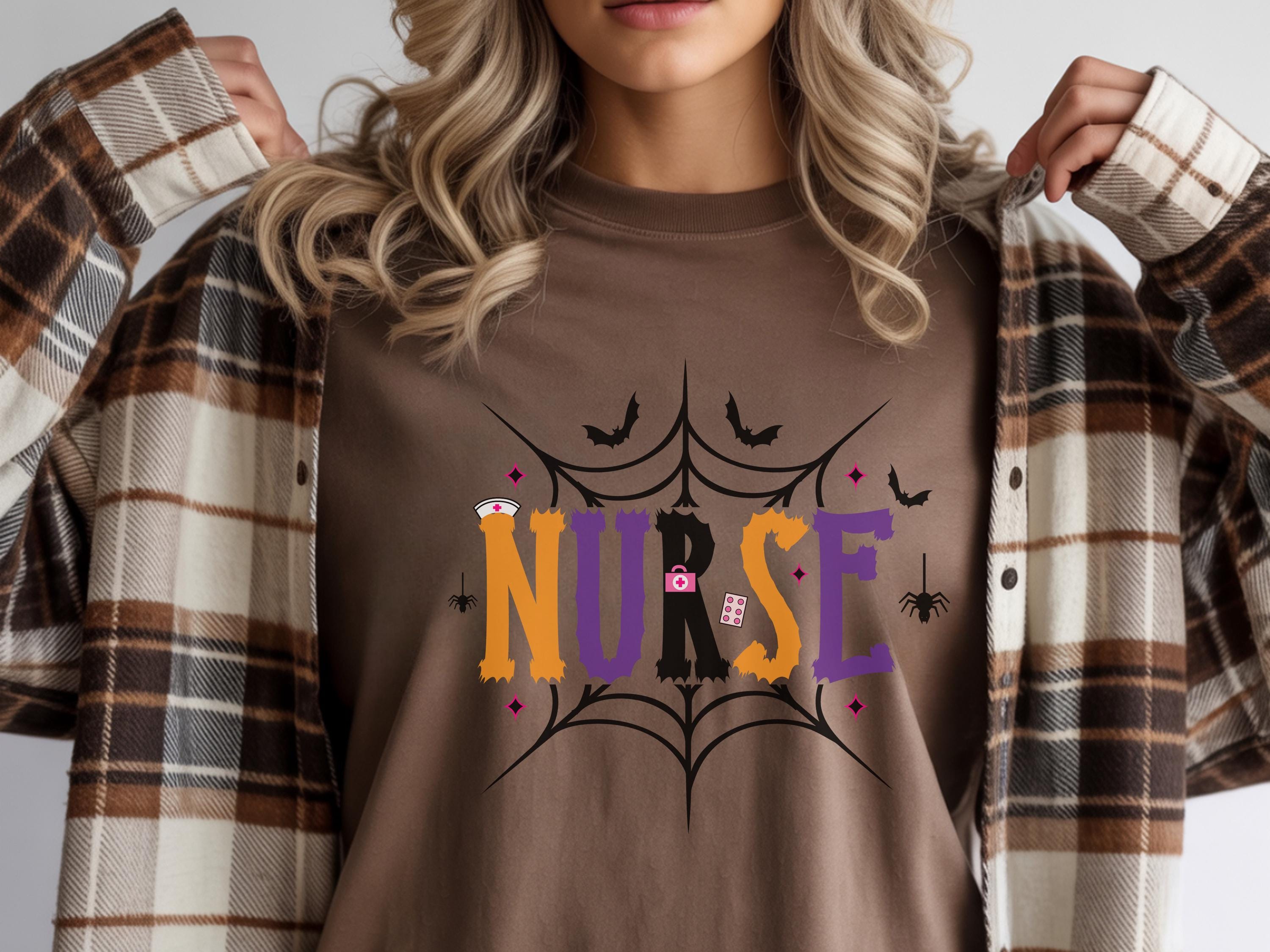 Spooky Season Nurse Sweatshirt: Halloween Spiderweb RN Top