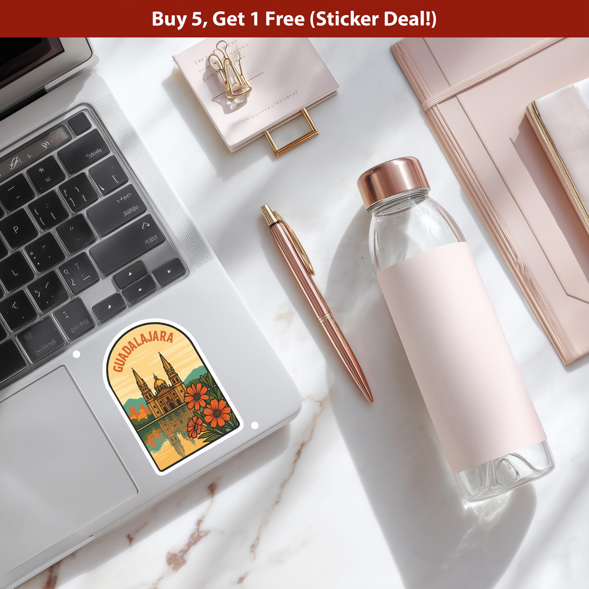 Guadalajara Mexico Sticker, Vintage City Vinyl Decal, Retro Travel Lover Collection, Journal Scrapbook