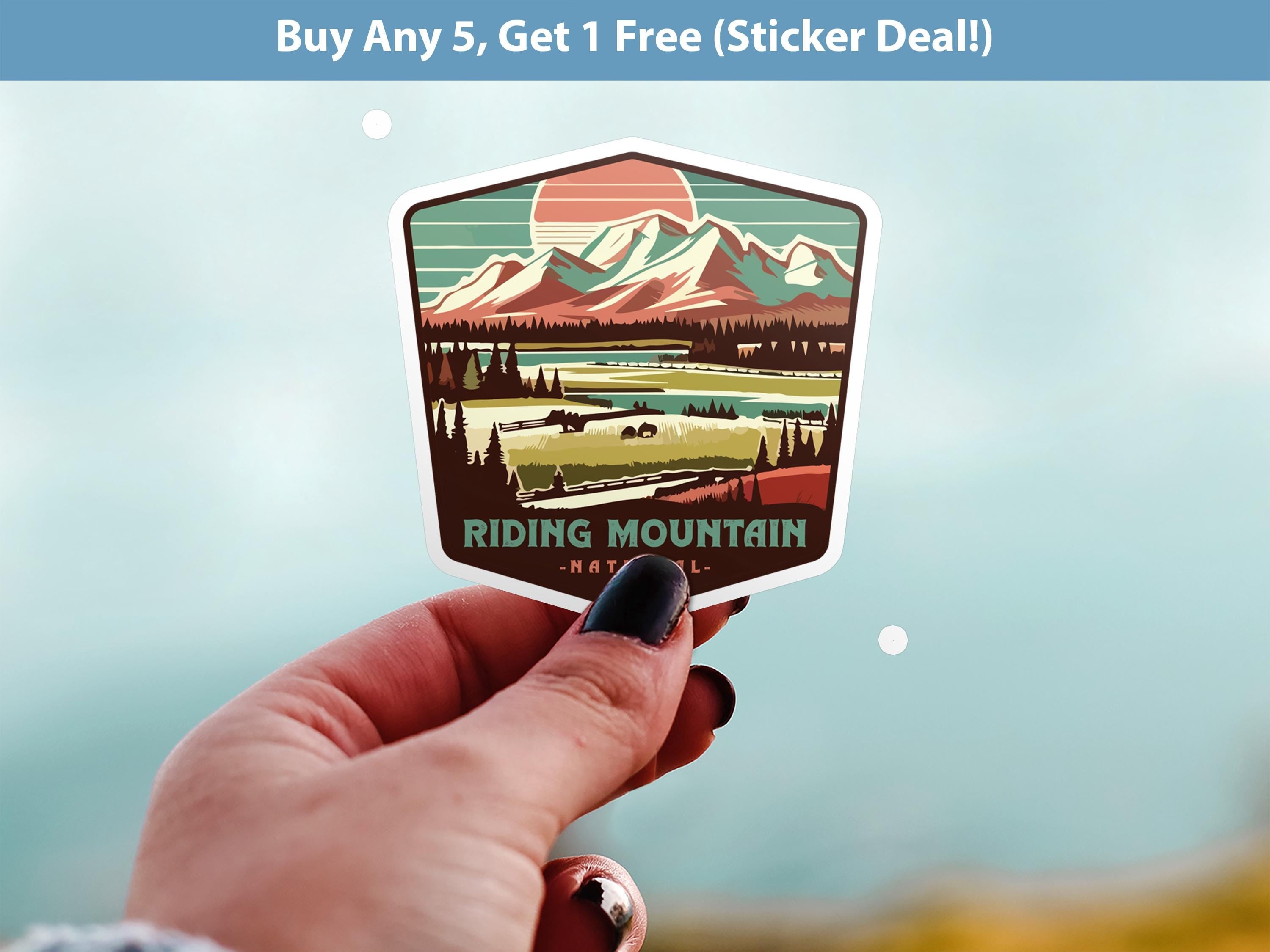 Riding Mountain National Park Sticker, Vinyl Canada Manitoba, Retro Water Bottle Decal Hiking