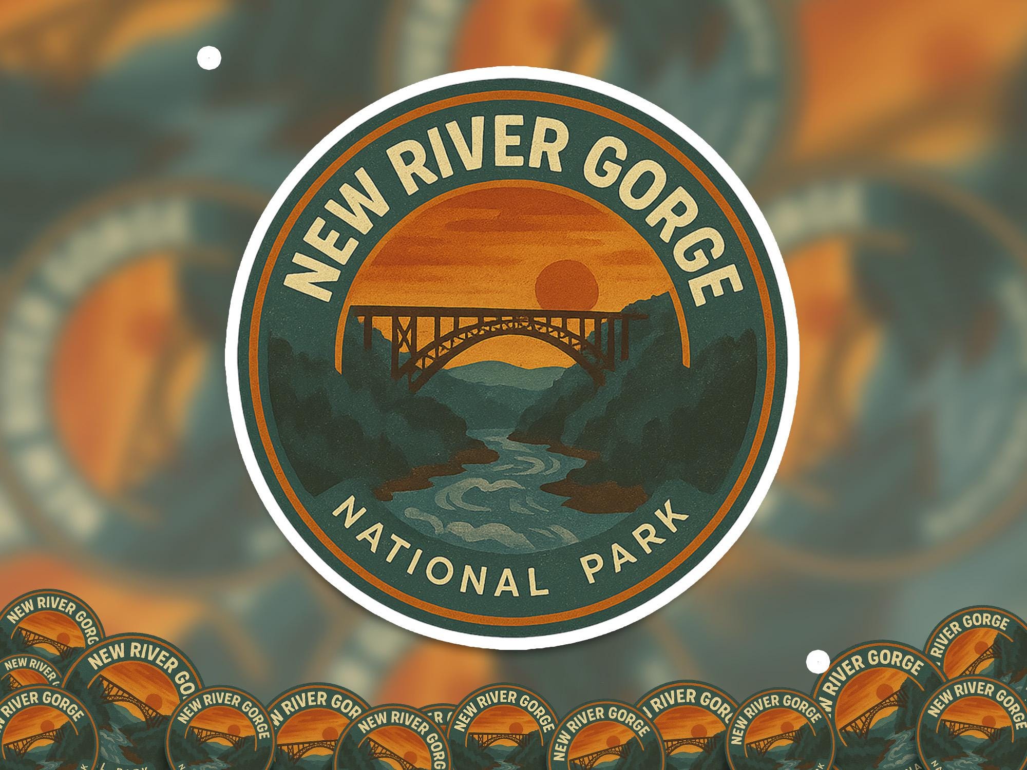 New River Gorge National Park Sticker, Retro Vinyl Waterproof Decal, Vintage USA Travel Collection