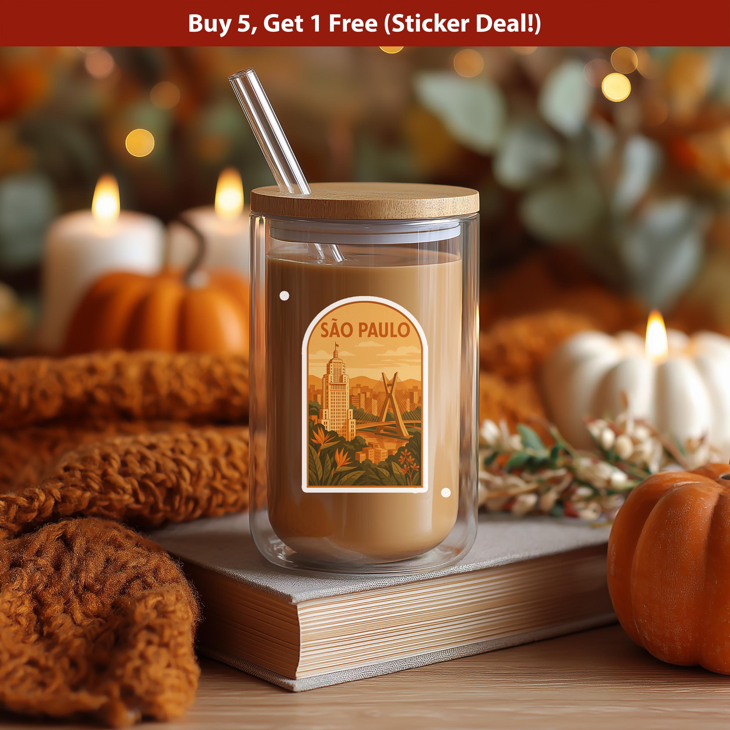 Sao Paulo Sticker, Vintage City Vinyl Decal, Retro Travel Lover Collection, Journal Scrapbook