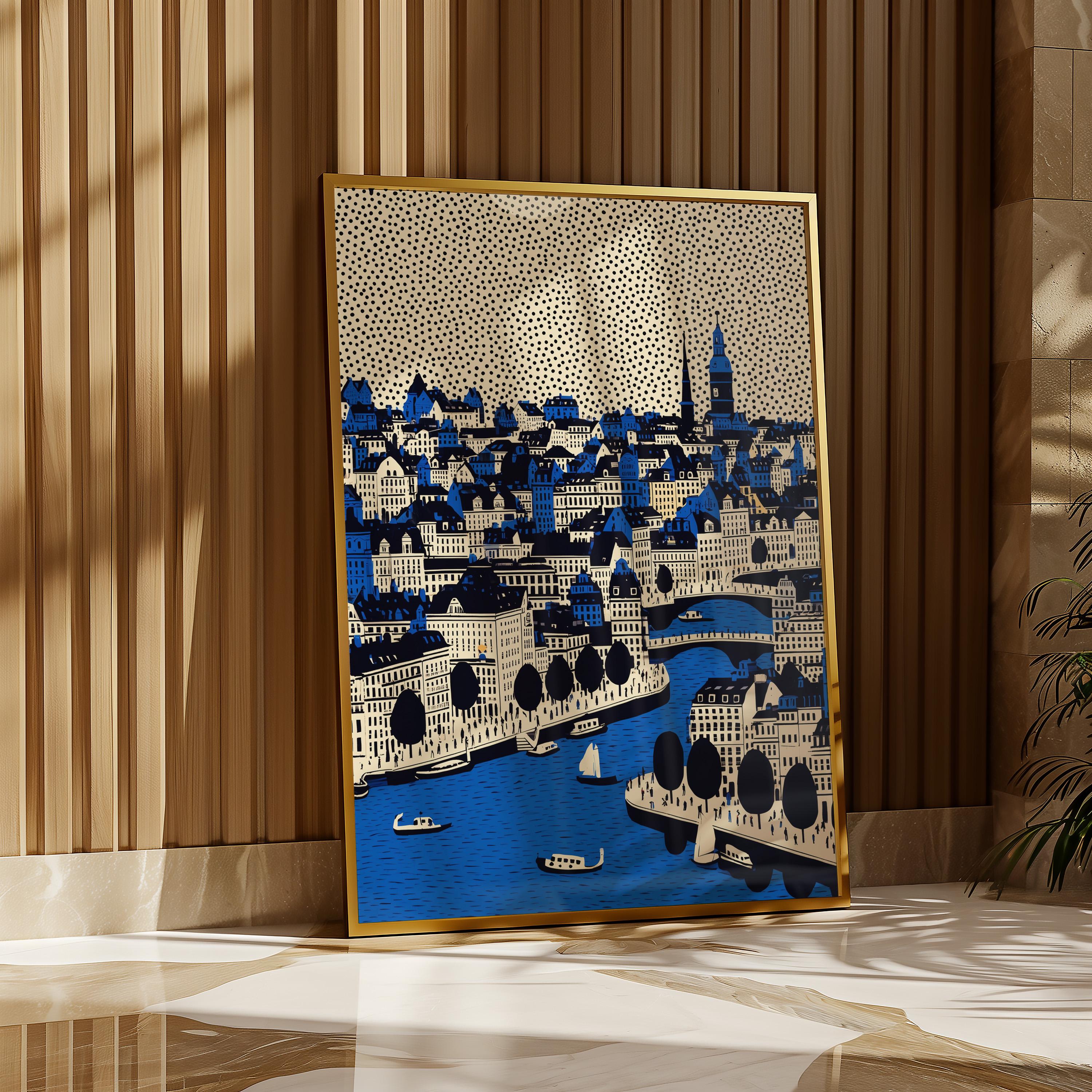 Copenhagen Denmark Wall Art Print, Pop Art Modern Poster Travel Gift Canvas
