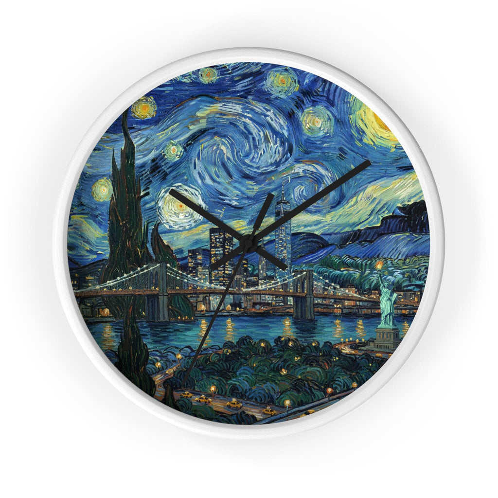 New York Wall Clock Vintage Van Gogh Starry Night NYC Home Gift