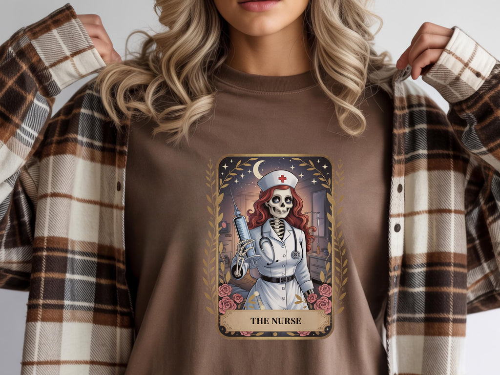 Spooky Halloween Nurse Sweatshirt: Gothic Skeleton RN, Witchy Medical Apparel