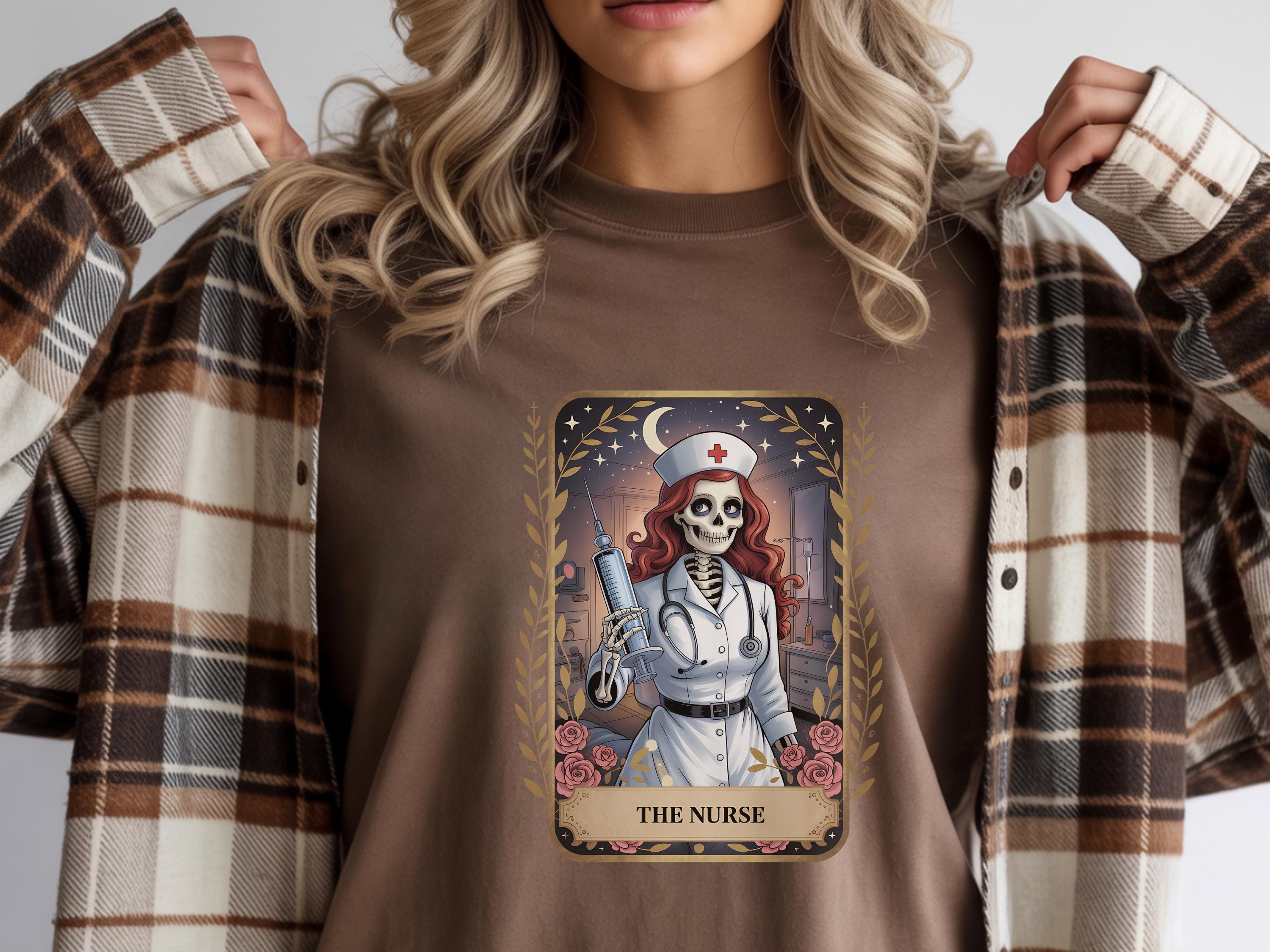 Spooky Halloween Nurse Sweatshirt: Gothic Skeleton RN, Witchy Medical Apparel