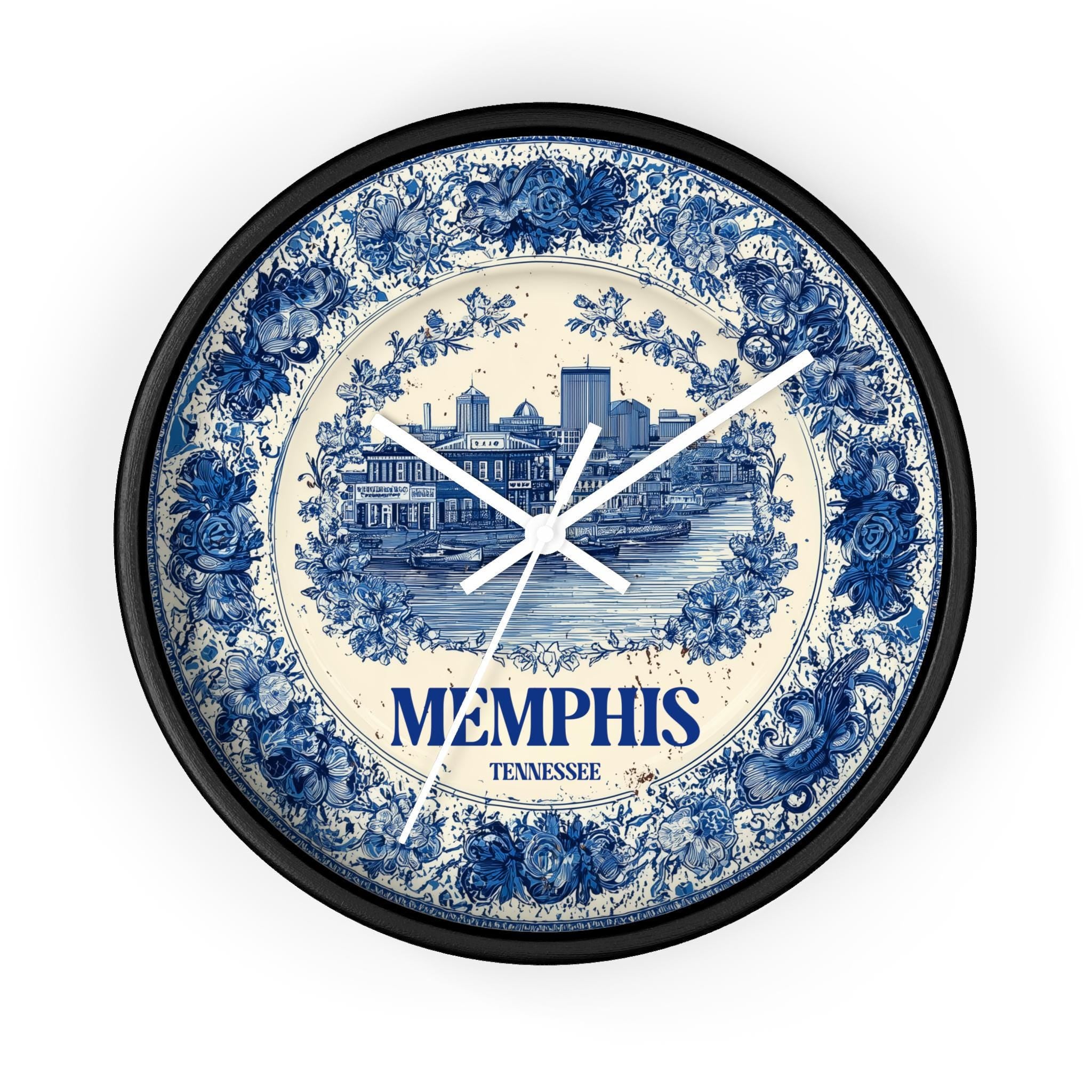 Memphis Tennessee Wall Clock, Delf style Home Decor, Vintage City Travel Keepsake Art