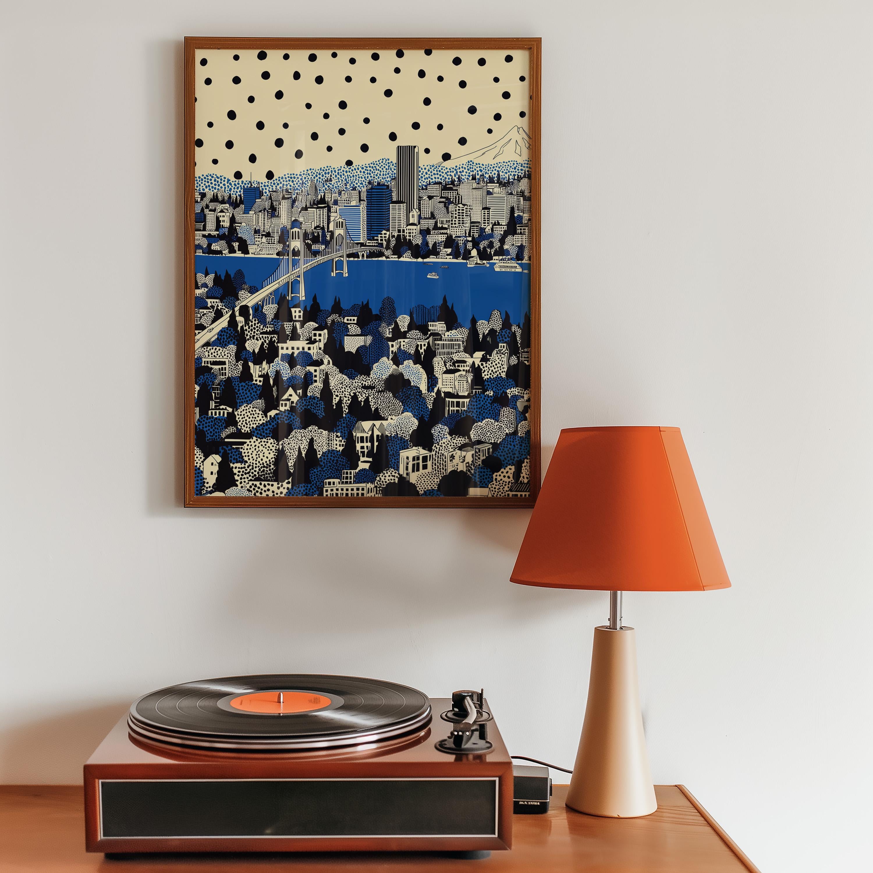 Portland Oregon Wall Art Print, Pop Art Modern Poster Japanese Travel Gift Canvas