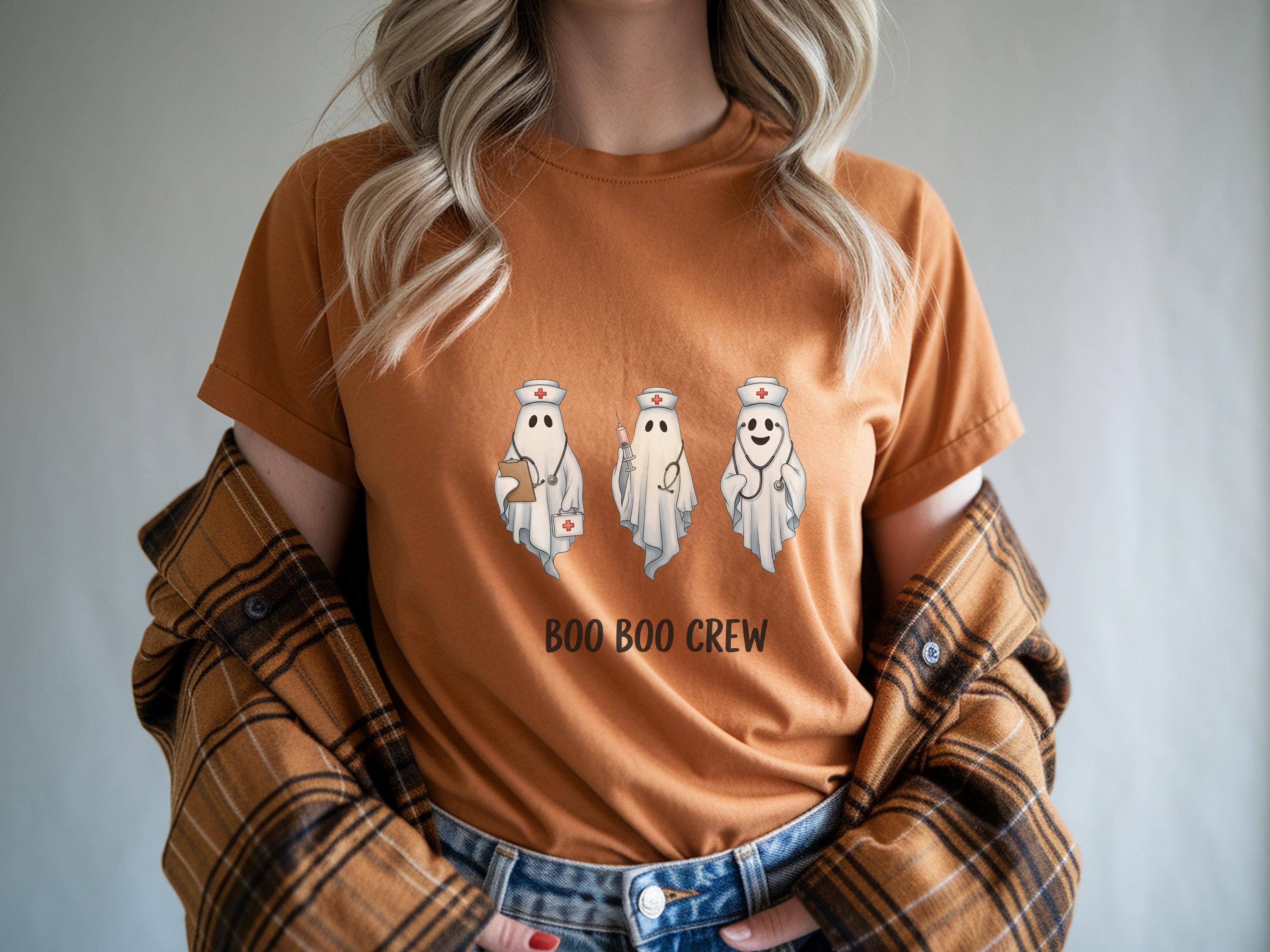 Boo Boo Crew Nurse Shirt & Sweatshirt, Funny Ghost Halloween Nurse Top, Fall Comfort Colors Gift for Nurse, Spooky Night Shift RN Tee