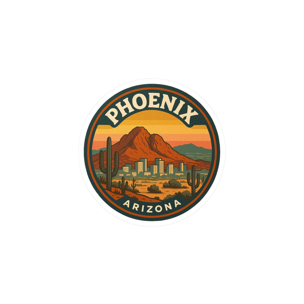 Phoenix Arizona Sticker Kiss-Cut Vinyl, Waterproof Decal, Retro Travel Lover Collection