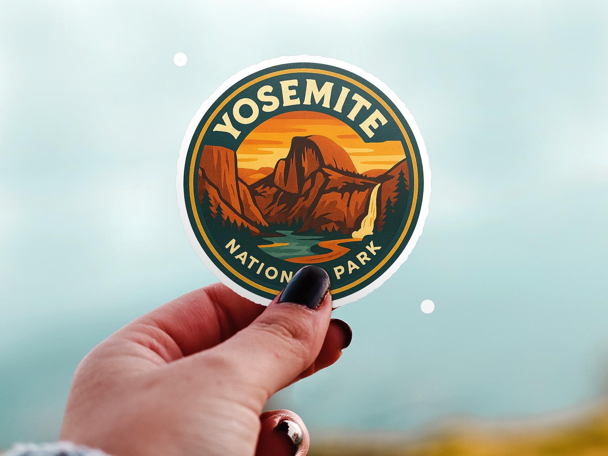 Yosemite National Park Sticker, Vintage Kiss-Cut Vinyl, Waterproof Decal, Retro Travel Lover Collection