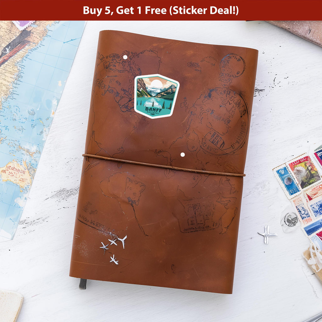 Banff National Park Sticker, Vinyl Canada Alberta, Retro Water Bottle Decal Hiking