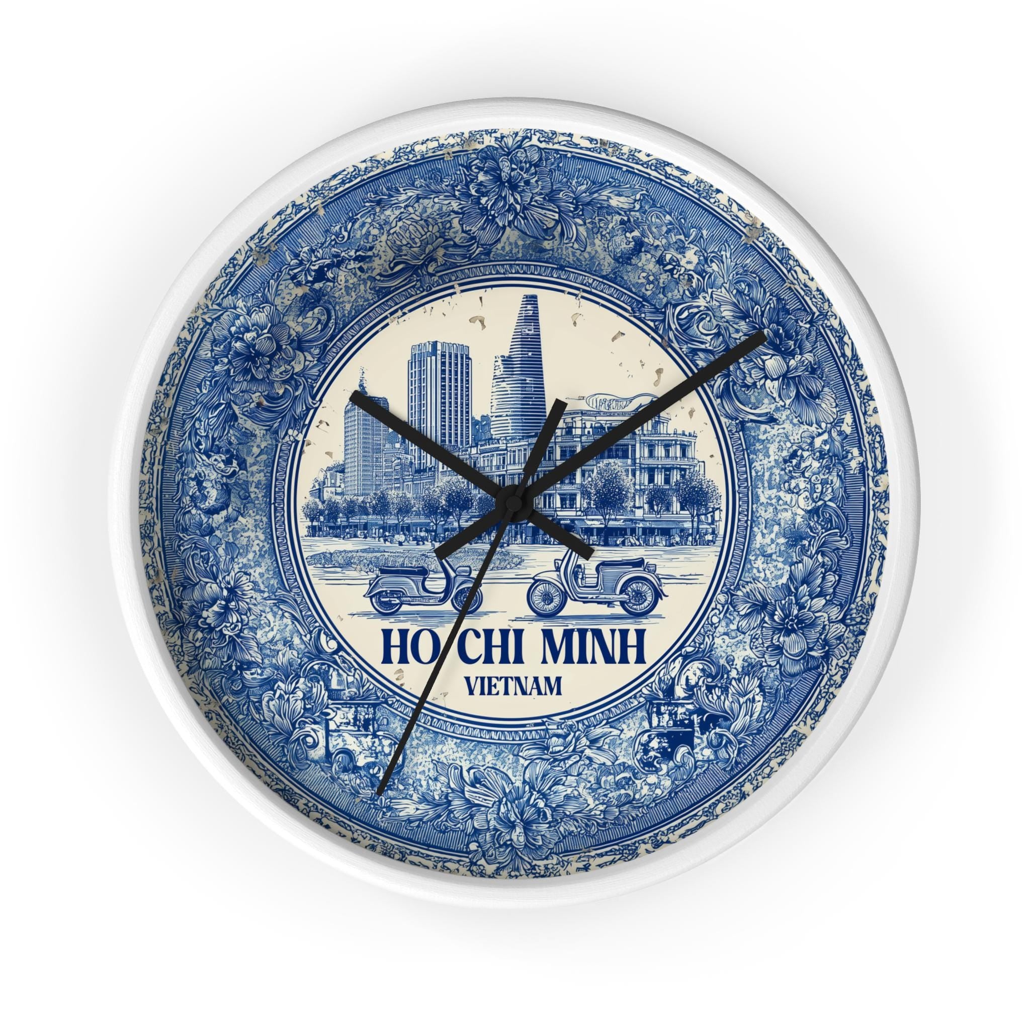 Ho Chi Minh City Vietnam Wall Clock, Delf style Home Decor, Vintage City Travel Keepsake Art