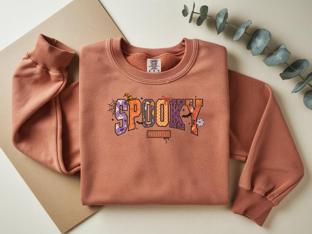 Spooky Nurse Sweatshirt, Retro Halloween RN Outfit