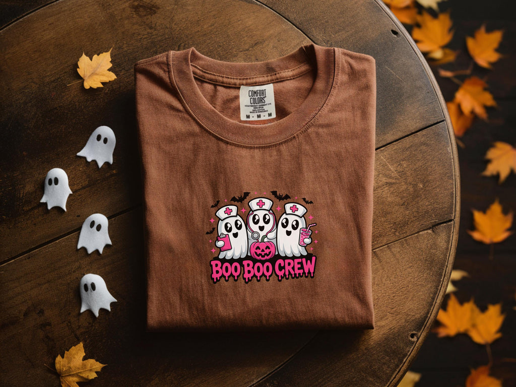 Pink Halloween Nurse Sweatshirt: Boo Boo Crew Ghost, Spooky Season