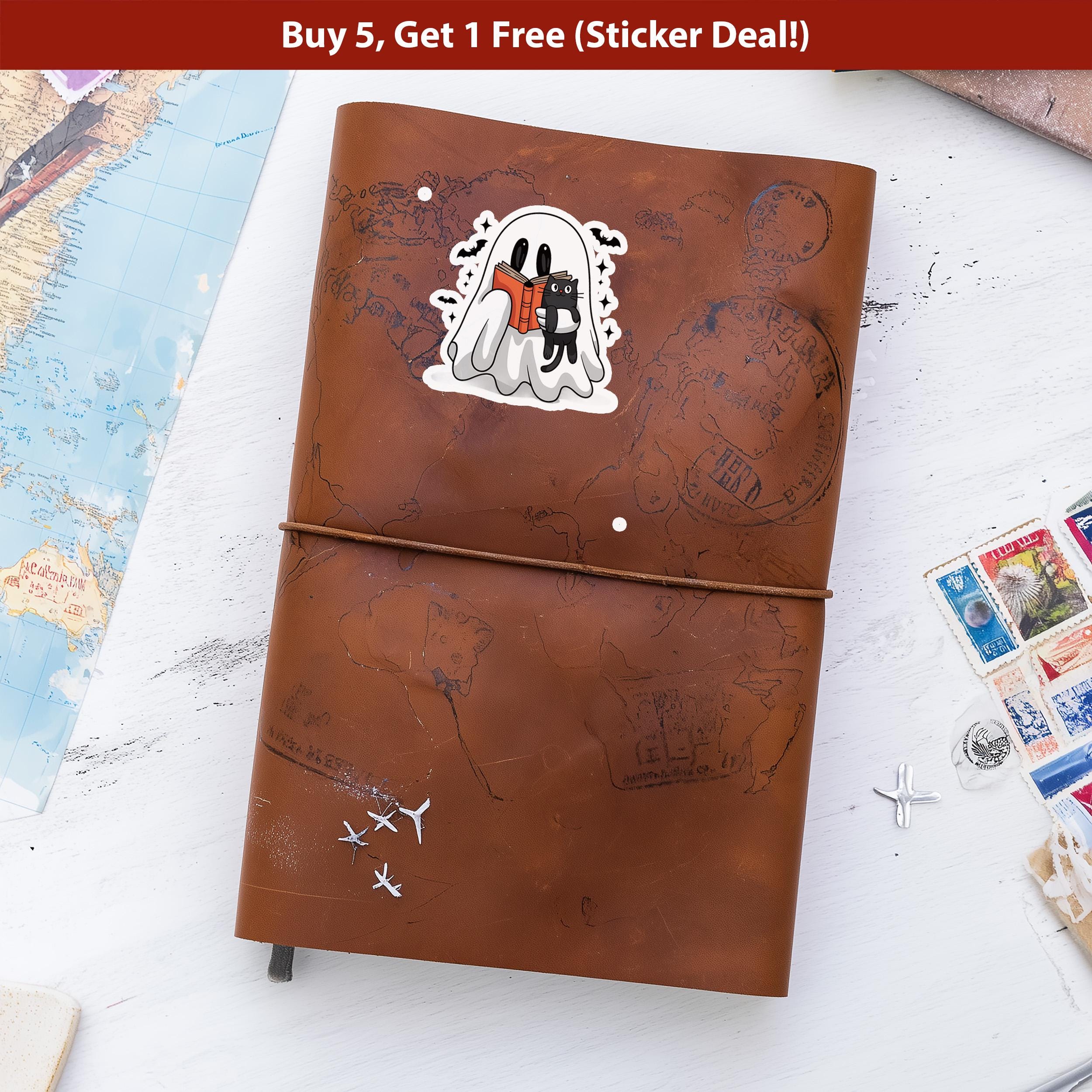 Reading ghost Sticker, Spooky Halloween Waterproof Decal for tumbler, kindle