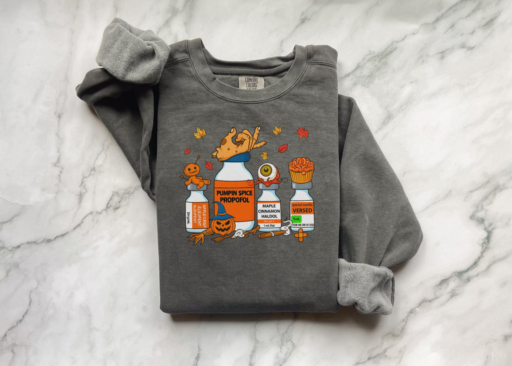 Pumpkin Spice Halloween Nurse Sweatshirt, Funny RN shirt, Spooky Fall Medical Outfit, Cute Doctor Apparel, Gift for Nurse