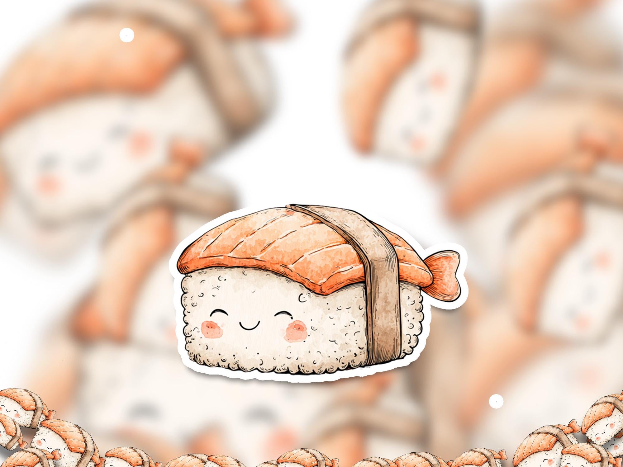 Kawaii Sushi Vinyl Decals: Waterproof Laptop Stickers