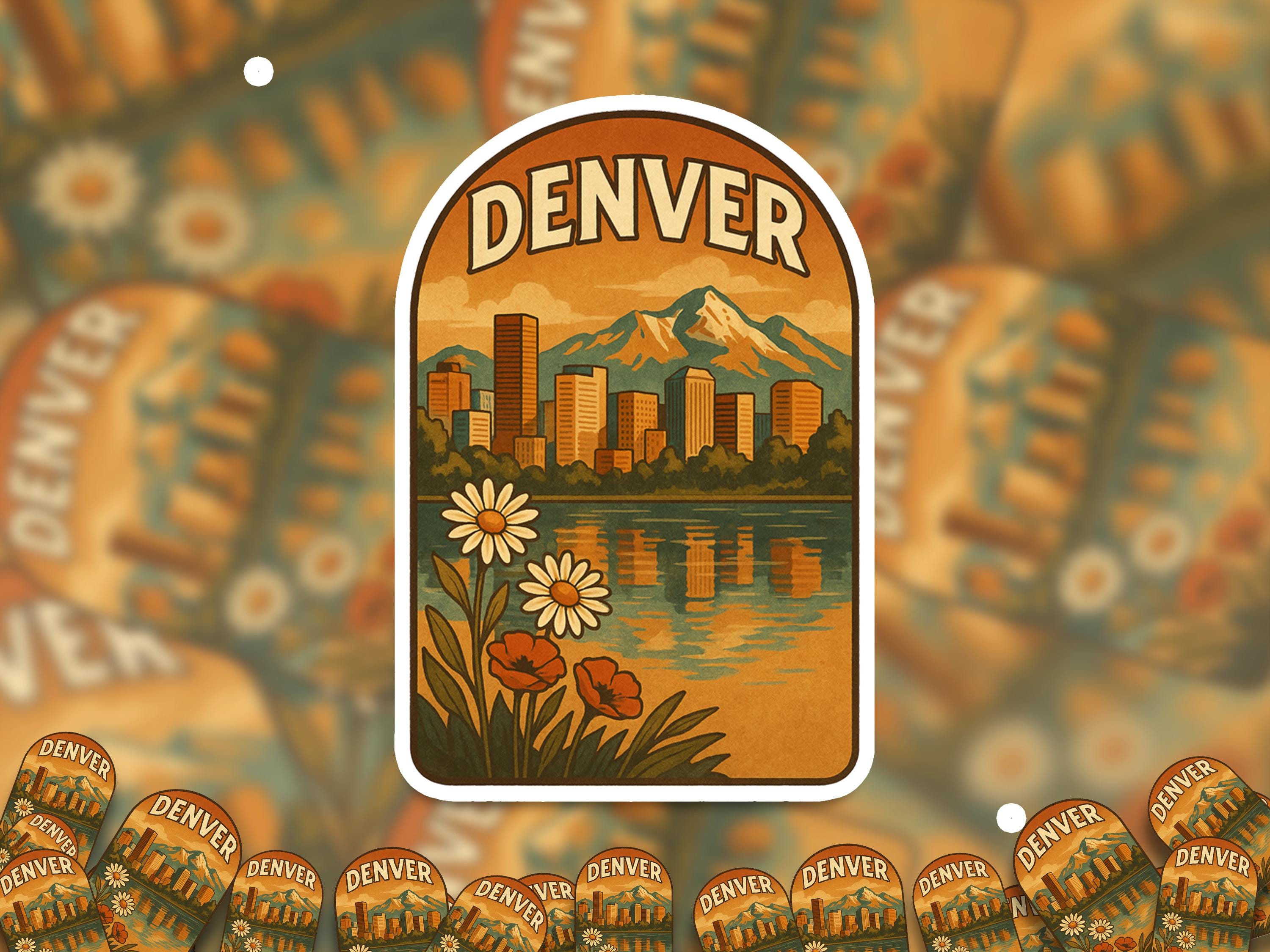 Denver Colorado Sticker, Vintage City Vinyl Decal, Retro Travel Lover Collection, Journal Scrapbook