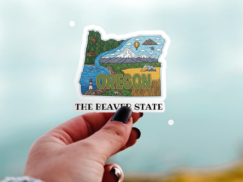 Oregon State Sticker, USA Kiss-Cut Vinyl, Landmark Waterproof Decal, United States Travel Collection