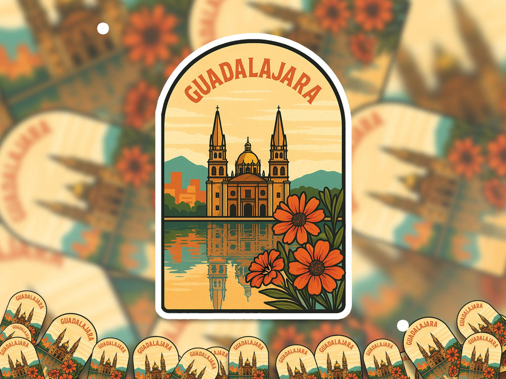 Guadalajara Mexico Sticker, Vintage City Vinyl Decal, Retro Travel Lover Collection, Journal Scrapbook