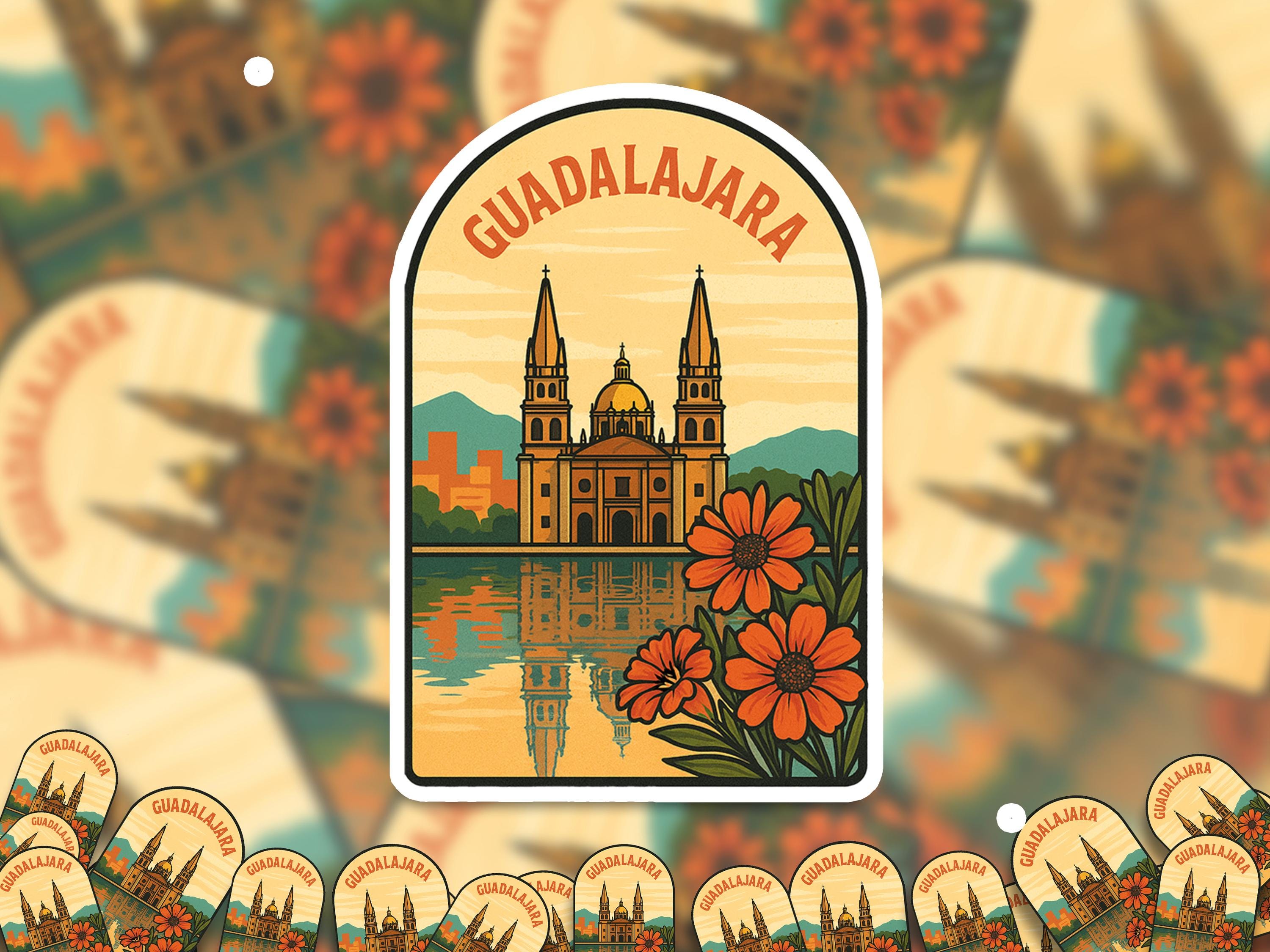 Guadalajara Mexico Sticker, Vintage City Vinyl Decal, Retro Travel Lover Collection, Journal Scrapbook
