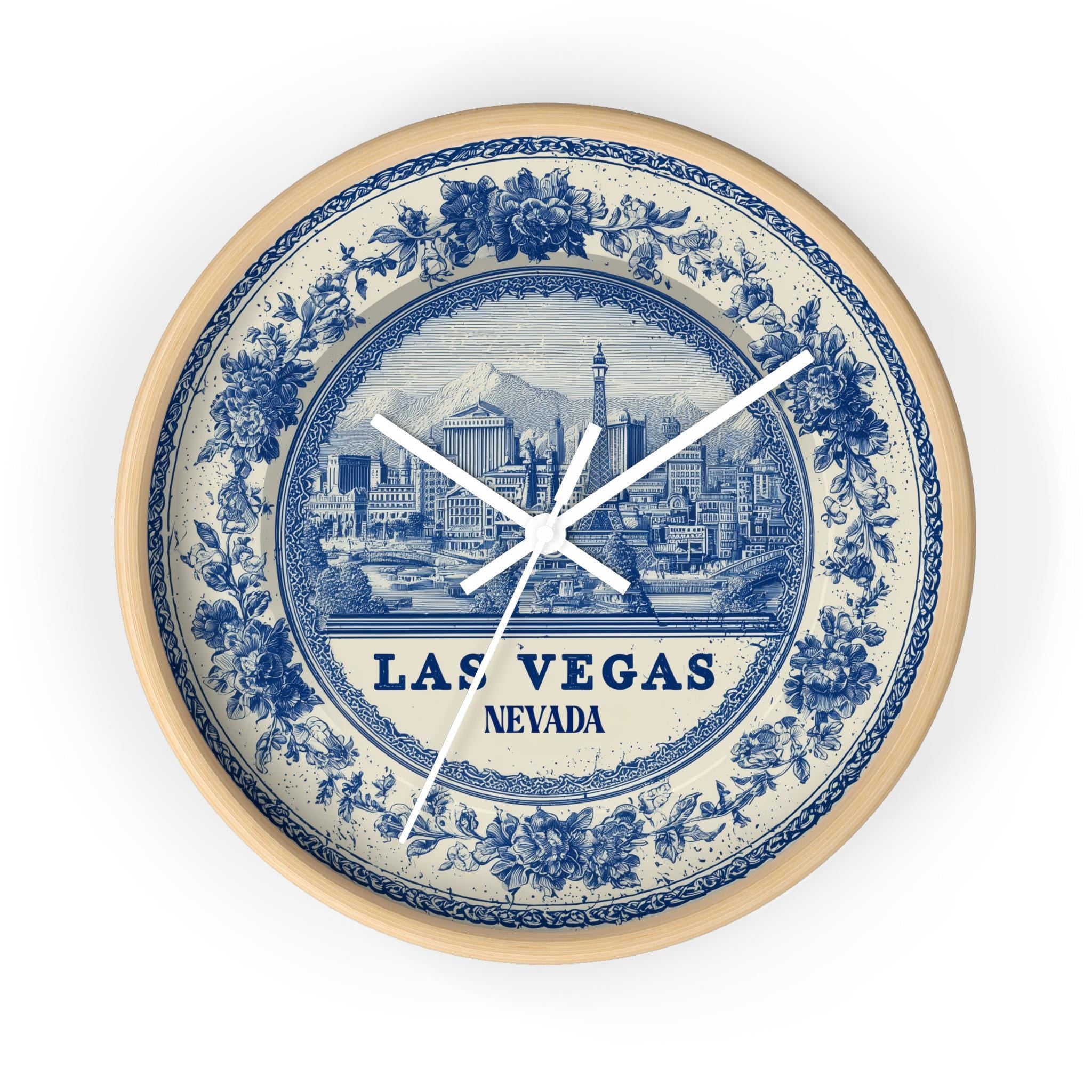 Las Vegas Nevada Wall Clock, Delf style Home Decor, Vintage City Travel Keepsake Art
