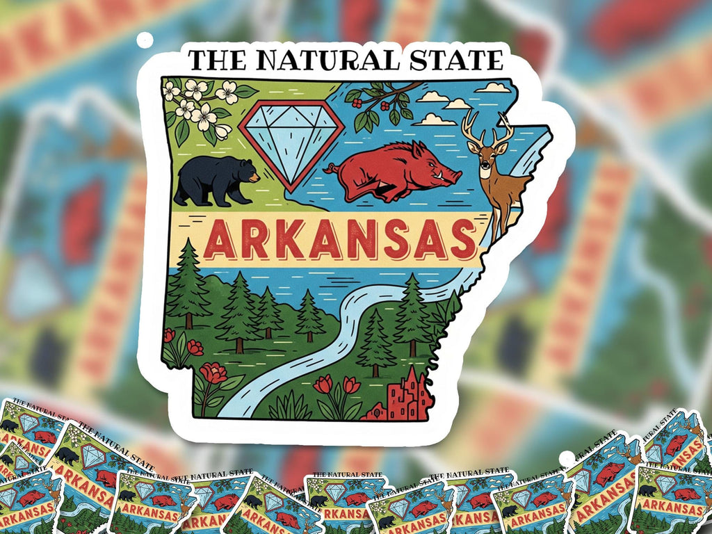 Arkansas State Sticker, USA Kiss-Cut Vinyl, Landmark Waterproof Decal, United States Travel Collection