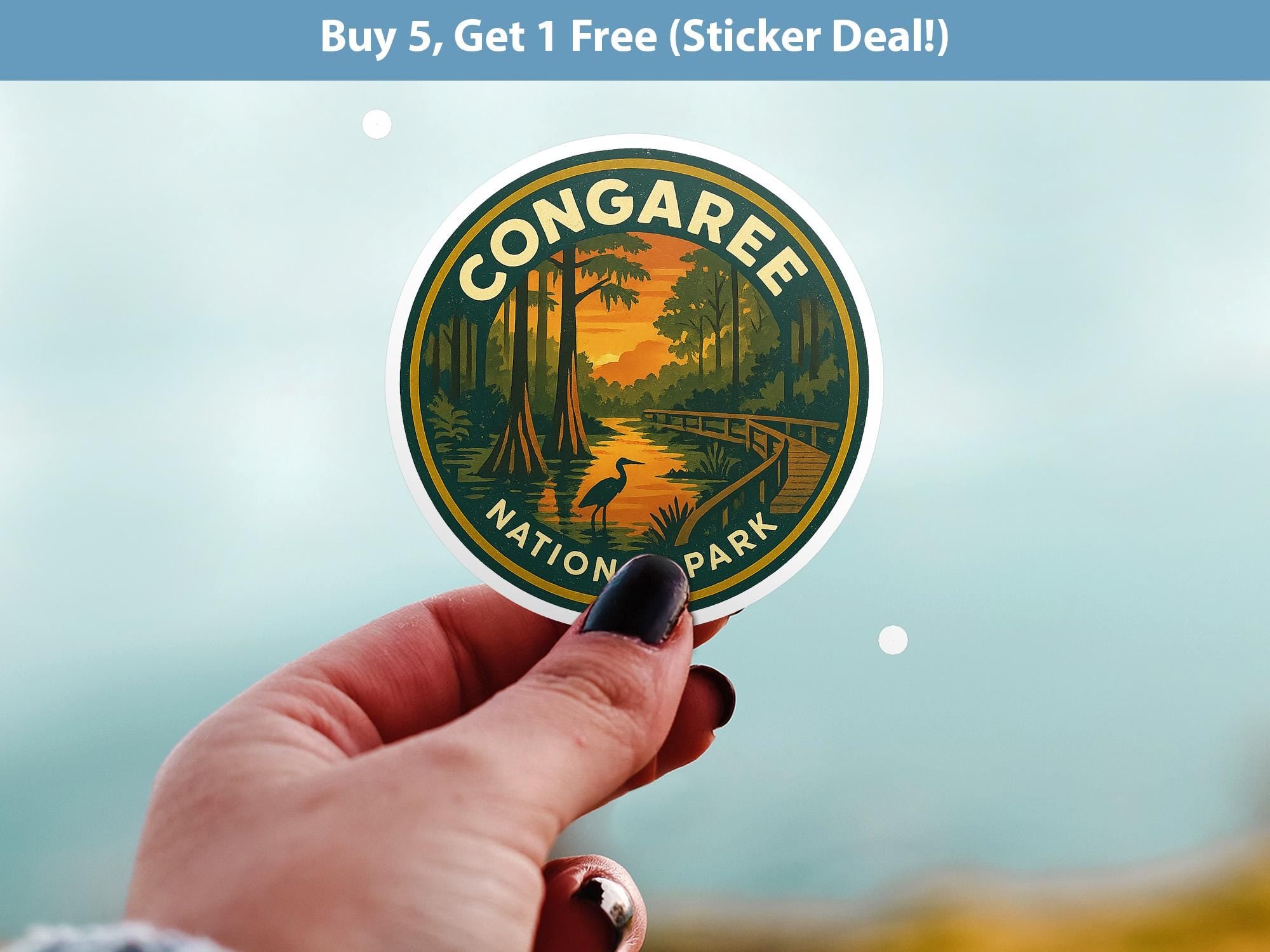 Congaree National Park Sticker, Retro Vinyl Waterproof Decal, Vintage USA Travel Collection