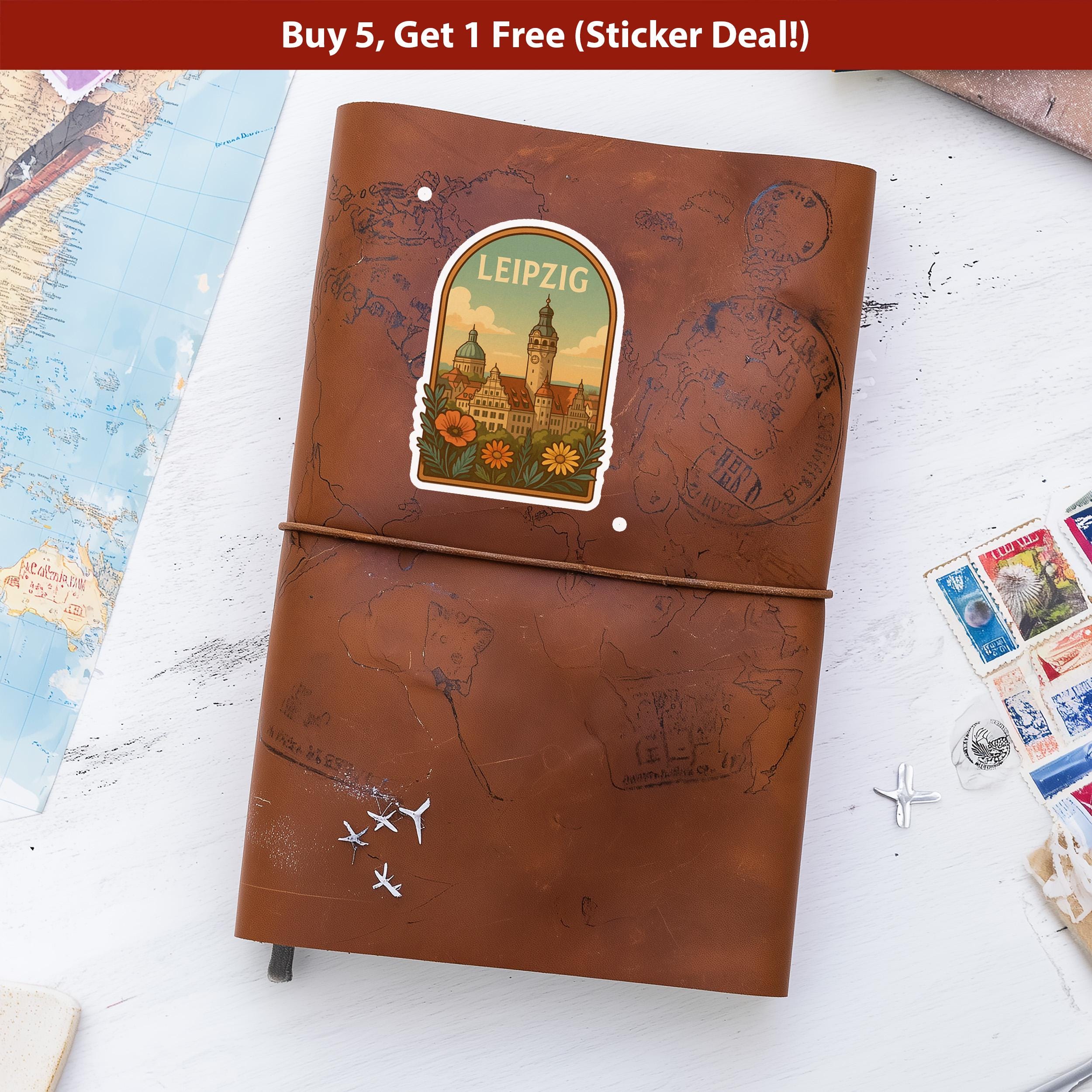 Leipzig Germany Sticker, Vintage City Vinyl Decal, Retro Travel Lover Collection, Journal Scrapbook