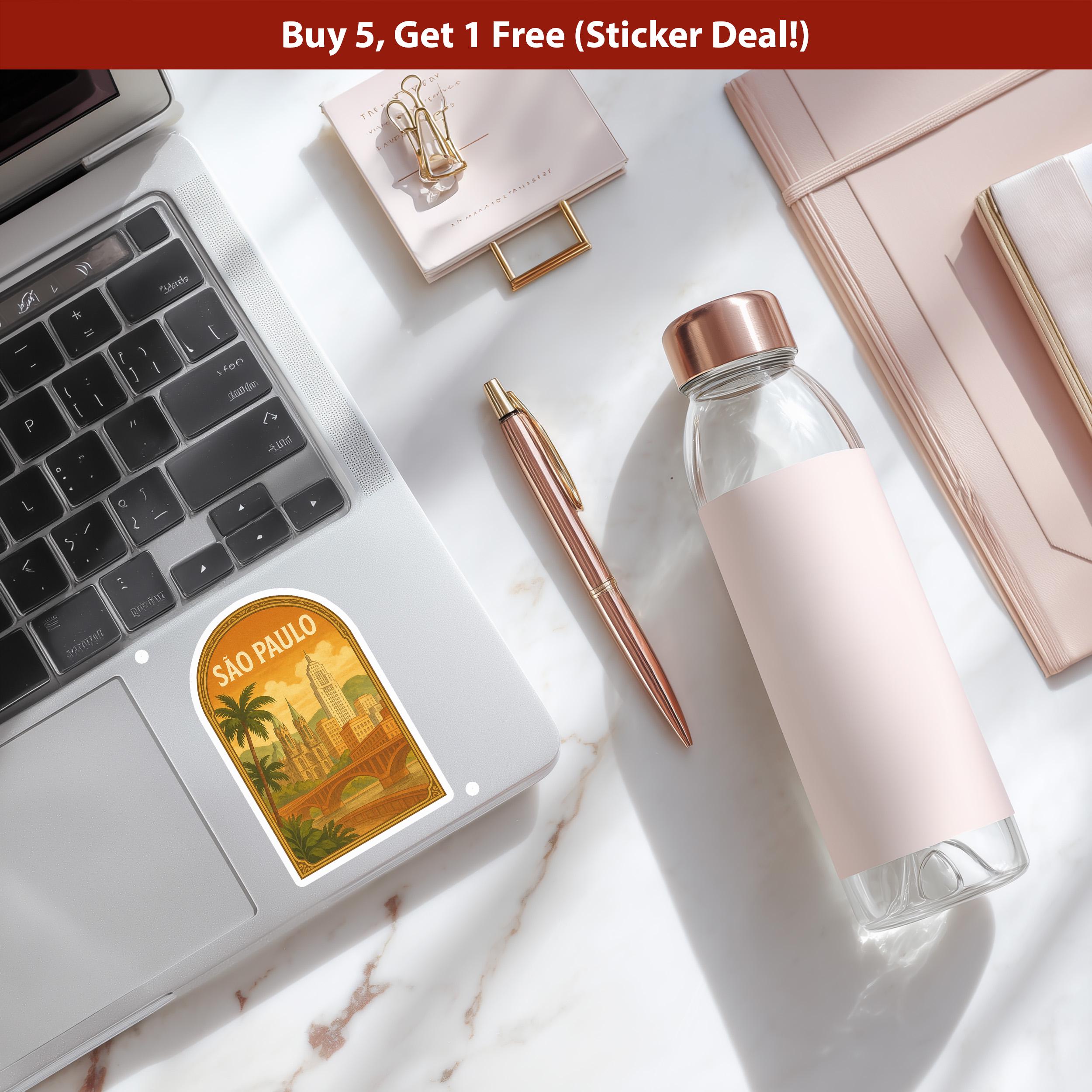 Sao Paulo Vintage Brazil Sticker, City Vinyl Decal, Retro Travel Lover Collection, Journal Scrapbook