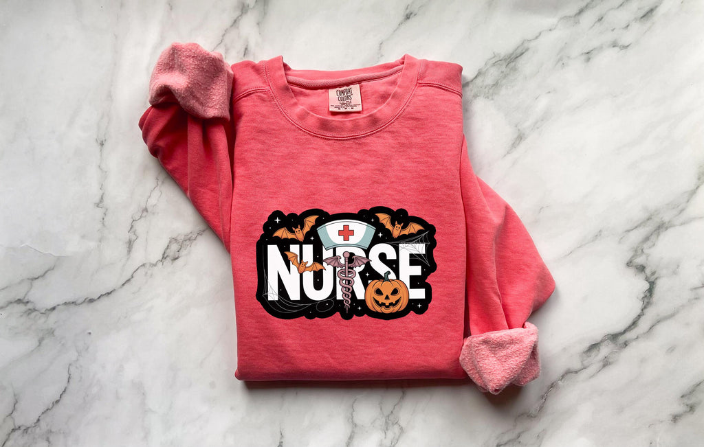 Halloween Nurse Sweatshirt, Spooky RN Fall Top Cozy Autumn Pullover, Cute Retro Gift for Nurse