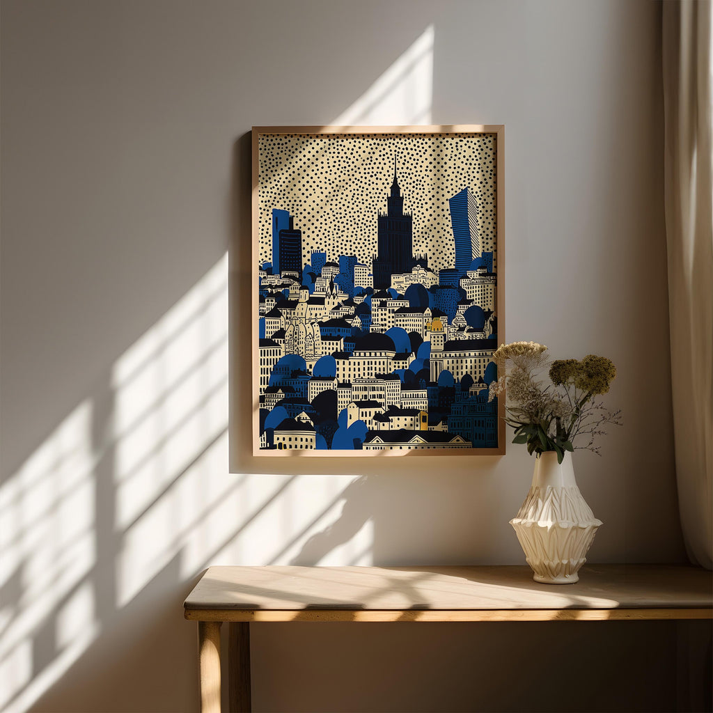 Warsaw Poland Wall Art Print, Pop Art Modern Large Size Poster Travel Gift Canvas