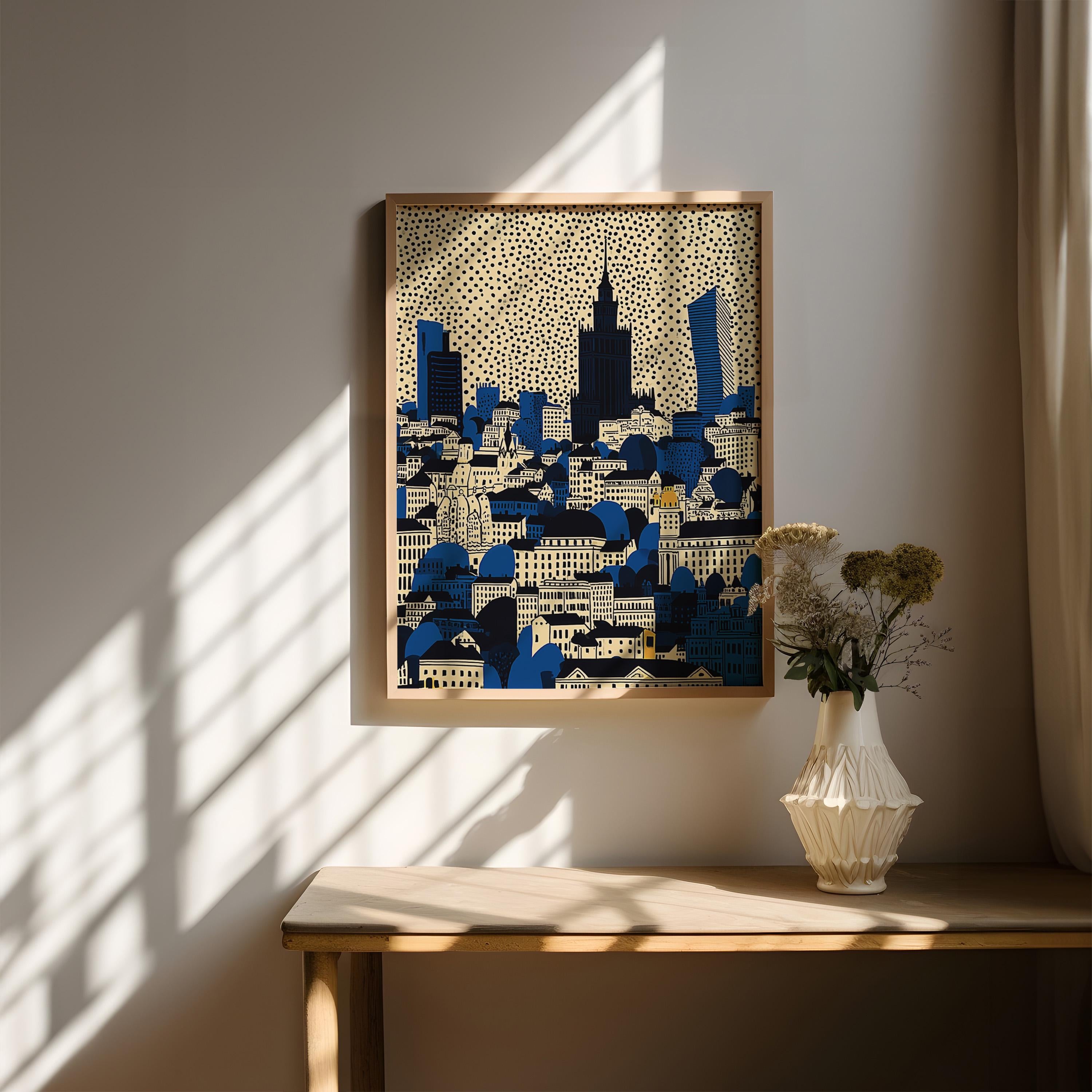 Warsaw Poland Wall Art Print, Pop Art Modern Large Size Poster Travel Gift Canvas