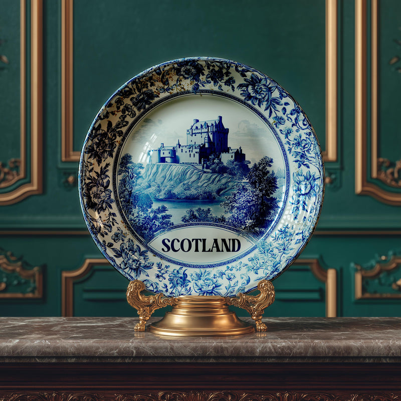 Scotland Decorative Plate, Delft Vintage Home Decor Personalized Gift Travel Housewarming