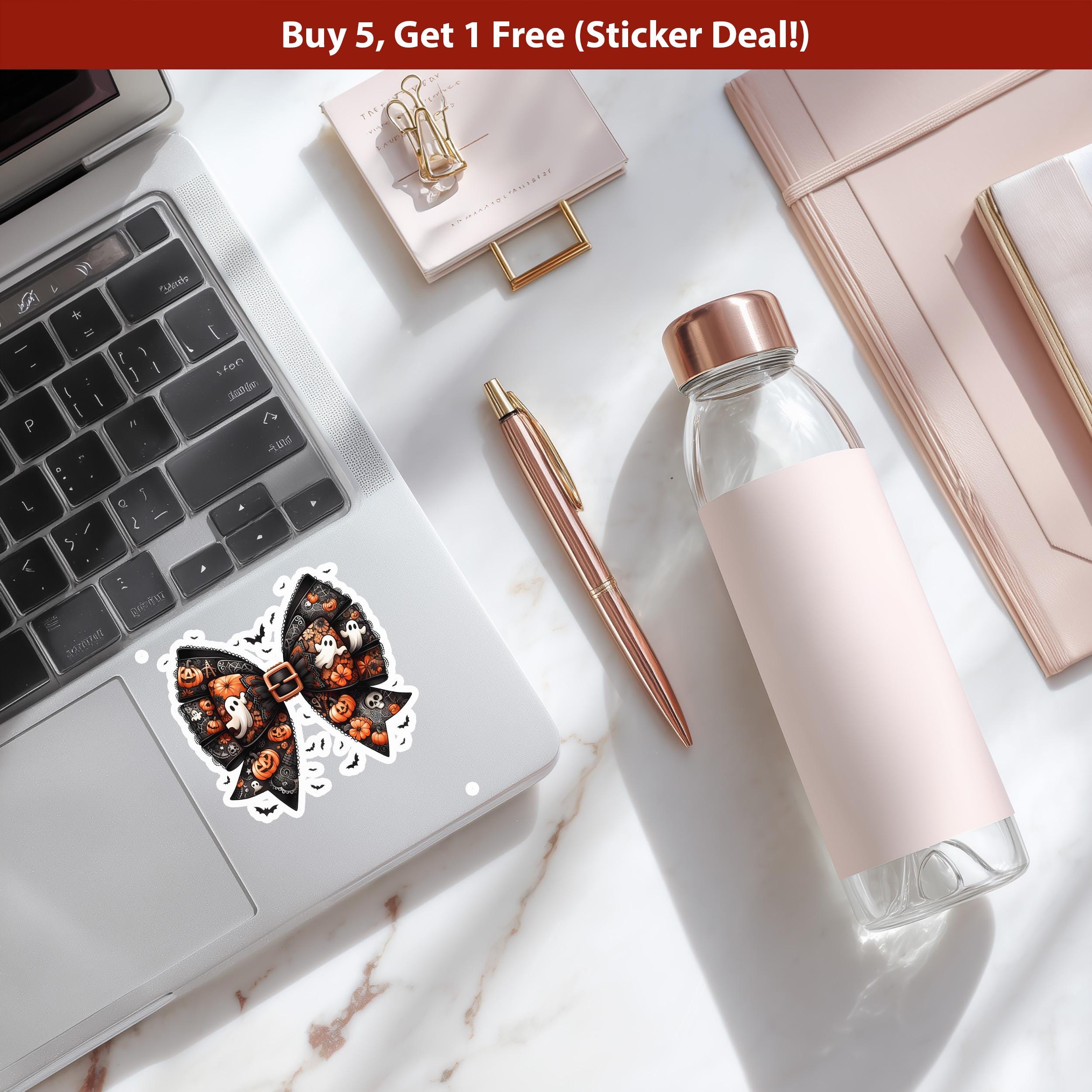 Halloween Ghost Pumpkin Skeleton Sticker: Spooky Laptop, Water Bottle Decal