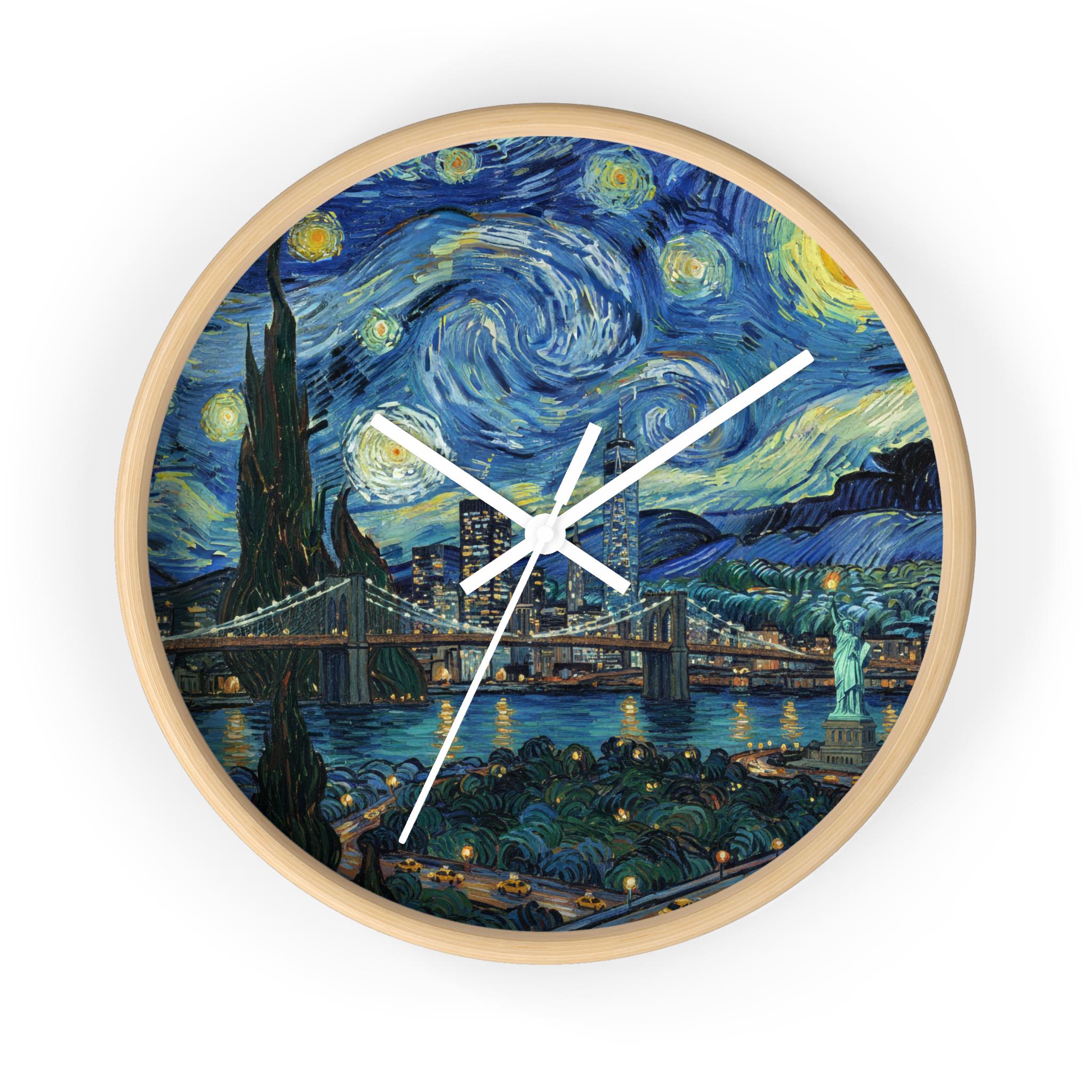 New York Wall Clock Vintage Van Gogh Starry Night NYC Home Gift