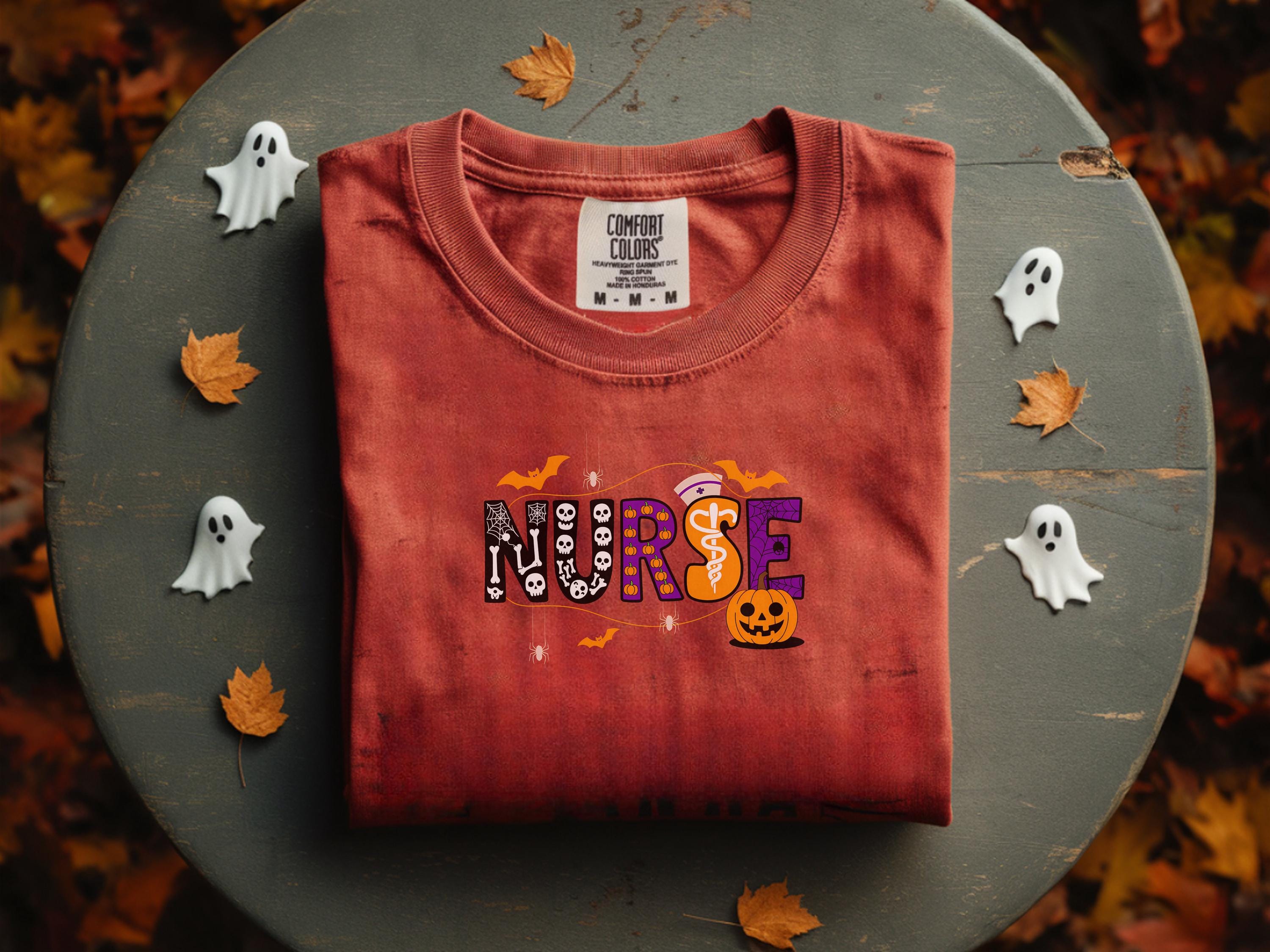 Spooky Nurse Halloween Sweatshirt: Pumpkins & Witch Hat - RN Gift