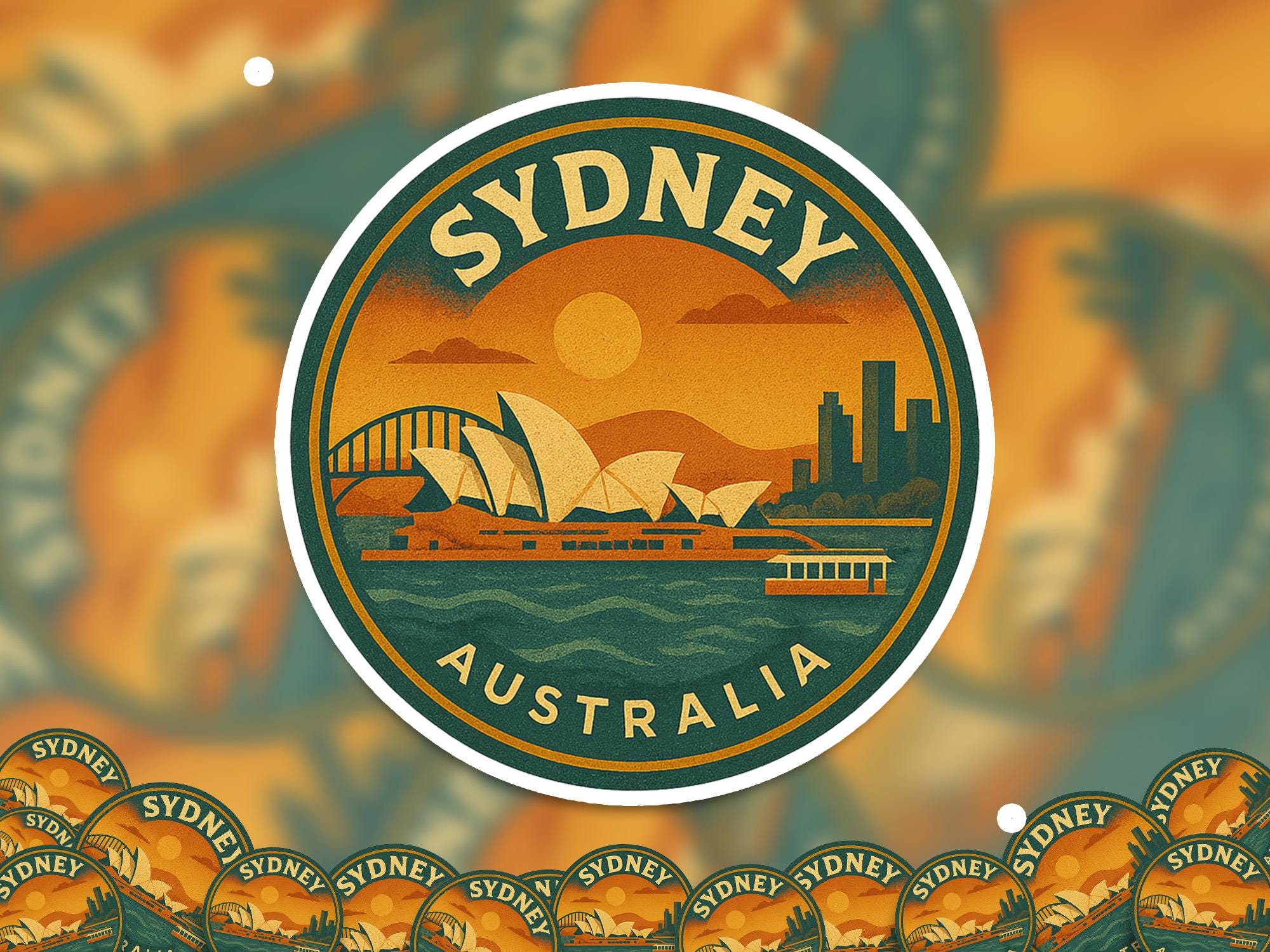 Sydney Australia Kiss-Cut Vinyl, Waterproof Decal, Retro Travel Lover Collection