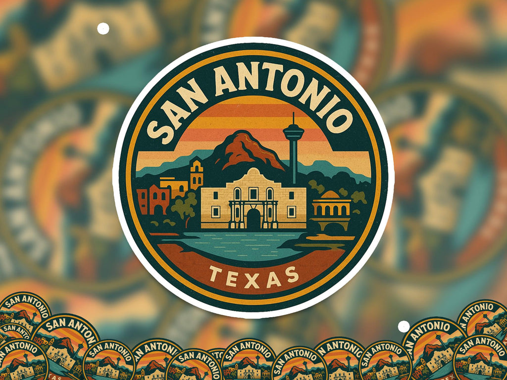 San Antonio Texas Kiss-Cut Vinyl, Waterproof Decal, US Retro Travel Lover Collection