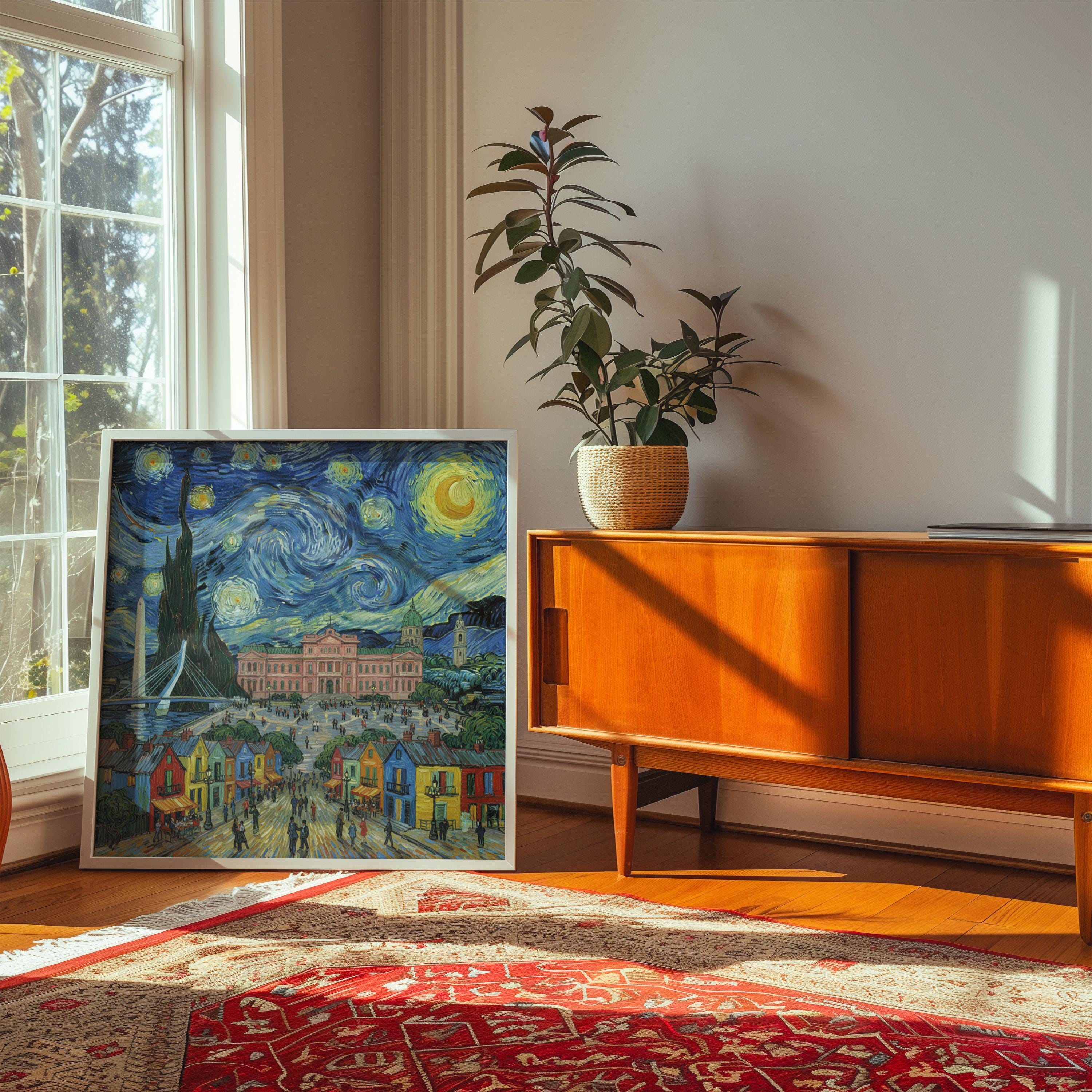 Buenos Aires Argentina Starry Night Wall Art, Van Gogh Print, Travel Gift Home Decor