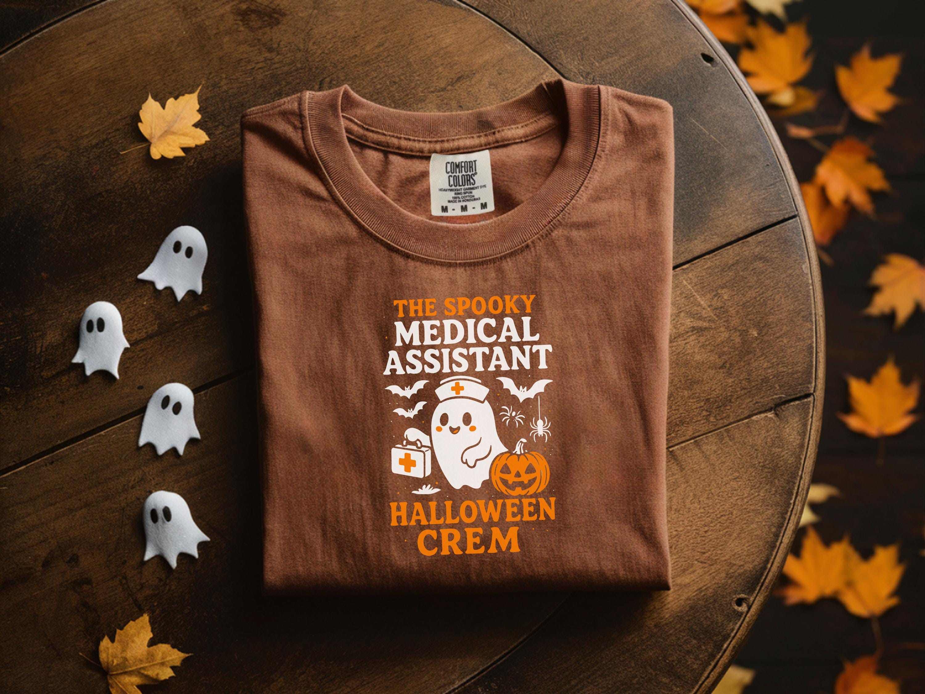 The Spooky Medical Assistant Halloween Crem shirt, Spooky Fall Pullover, Cozy Autumn Apparel, Gift for Nurse
