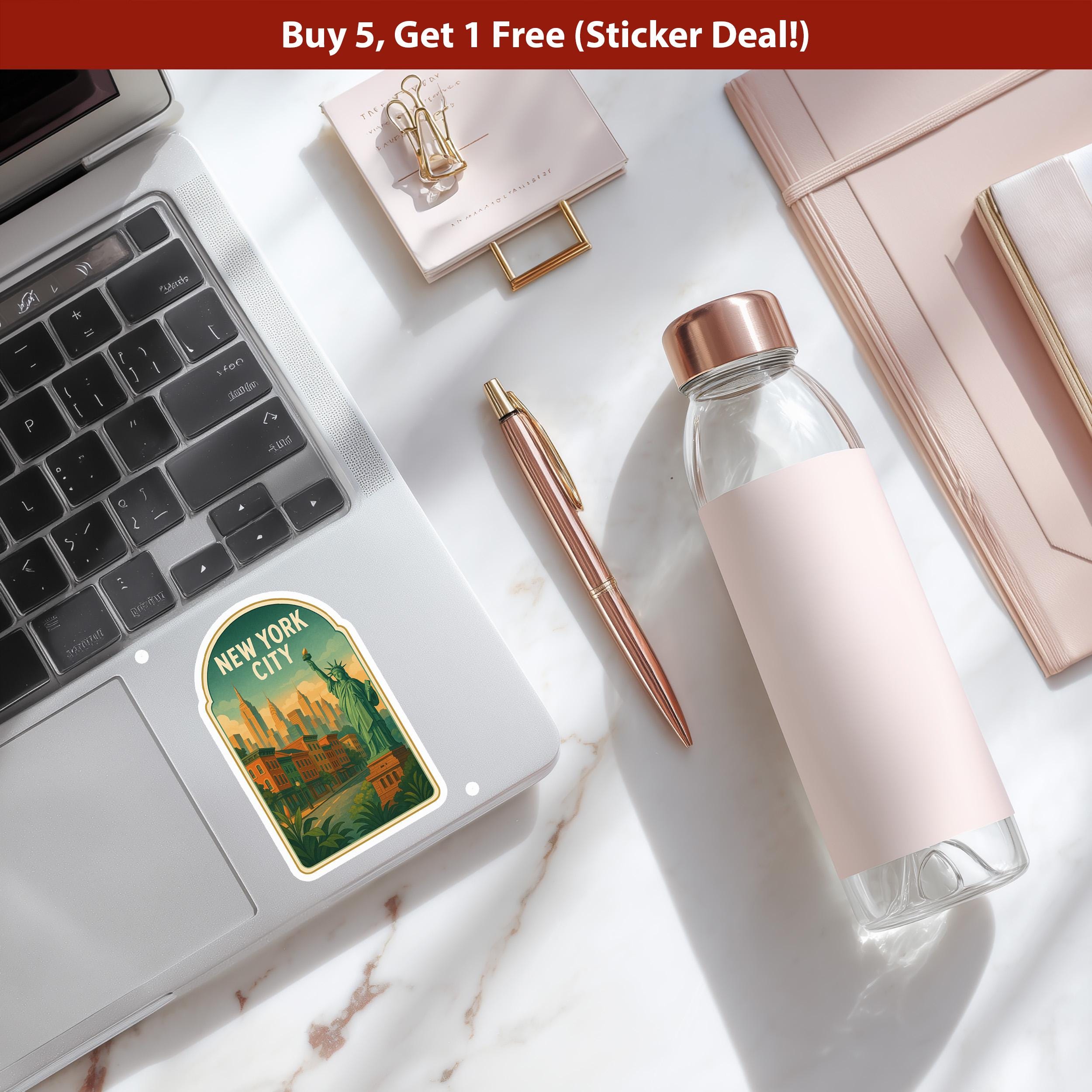 New York City Sticker, Vintage City Vinyl Decal, Retro Travel Lover Collection, Journal Scrapbook